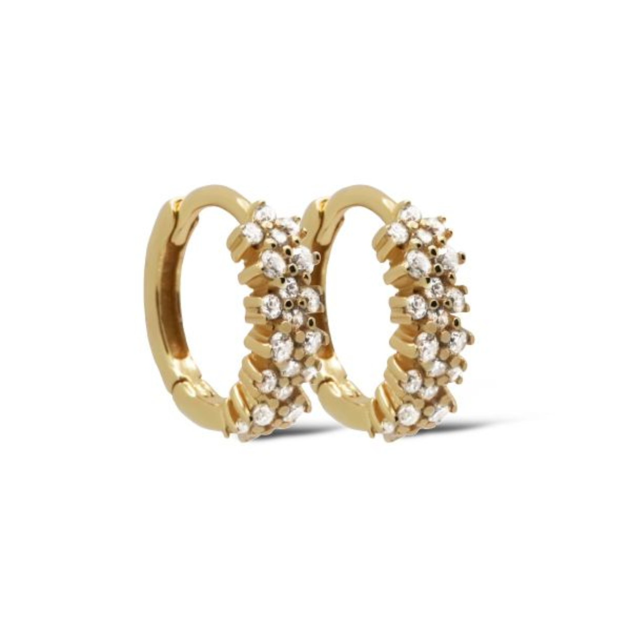 H566 Karma oorringen zirkonia's | zilver verguld | 12mm