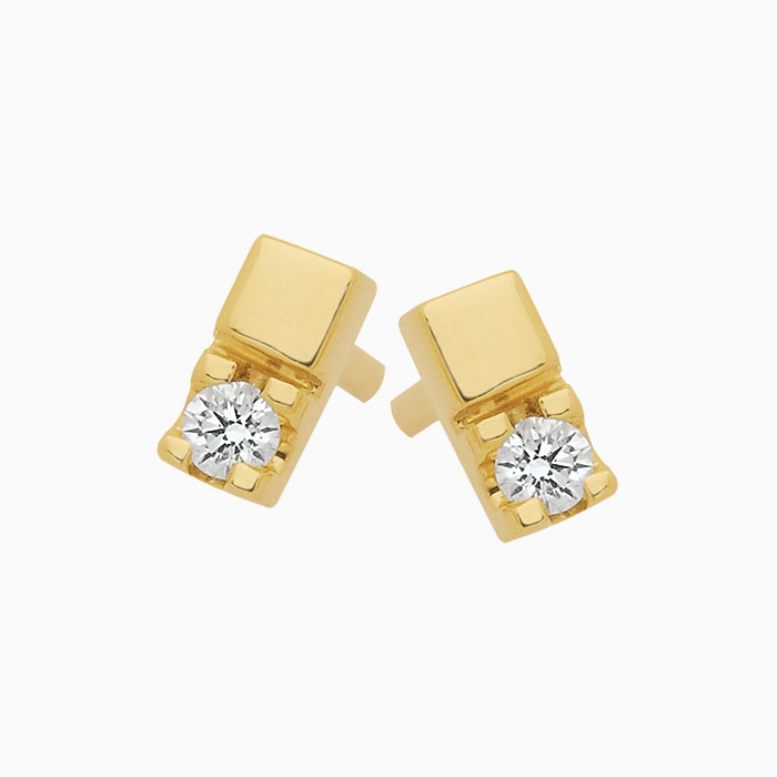 Eclat 14 krt geelgouden oorstekers met diamant