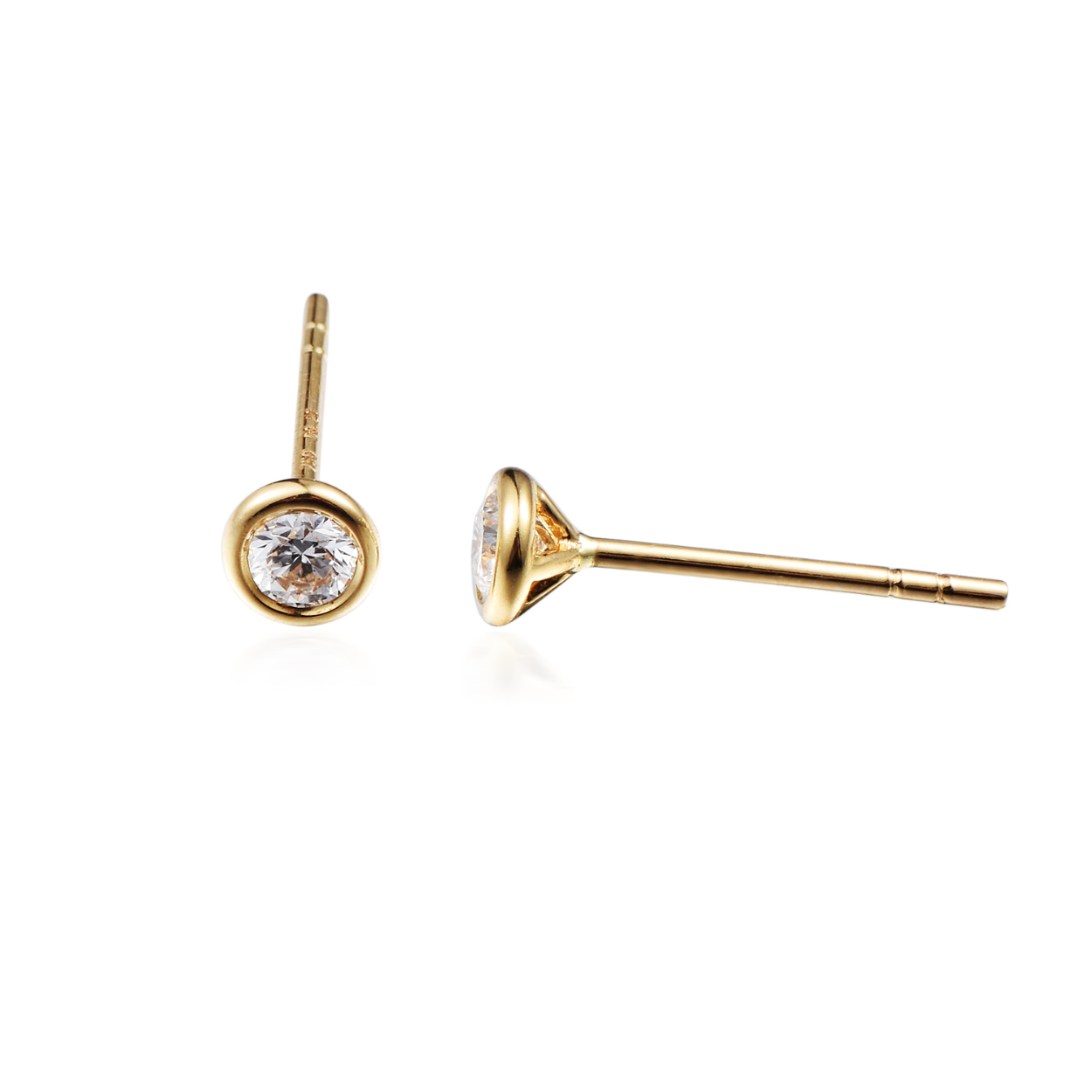 14k geelgouden oorknop met diamant 2-0.10 crt