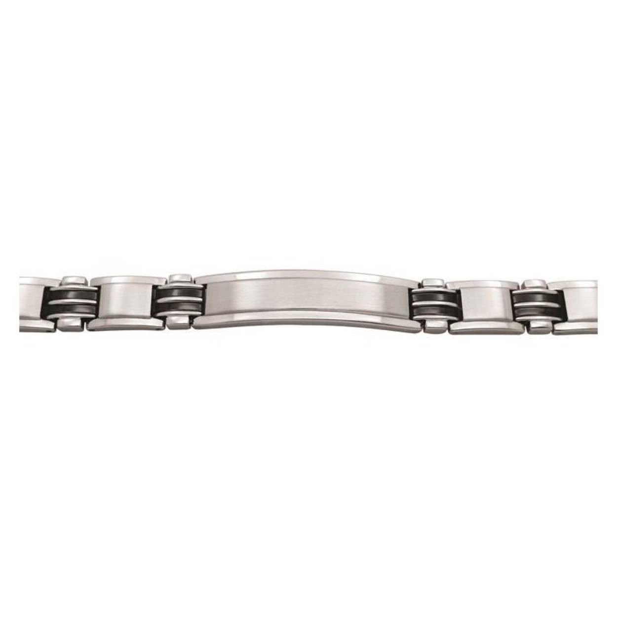 Staal-zwarte plaat armband 21 cm - 11mm