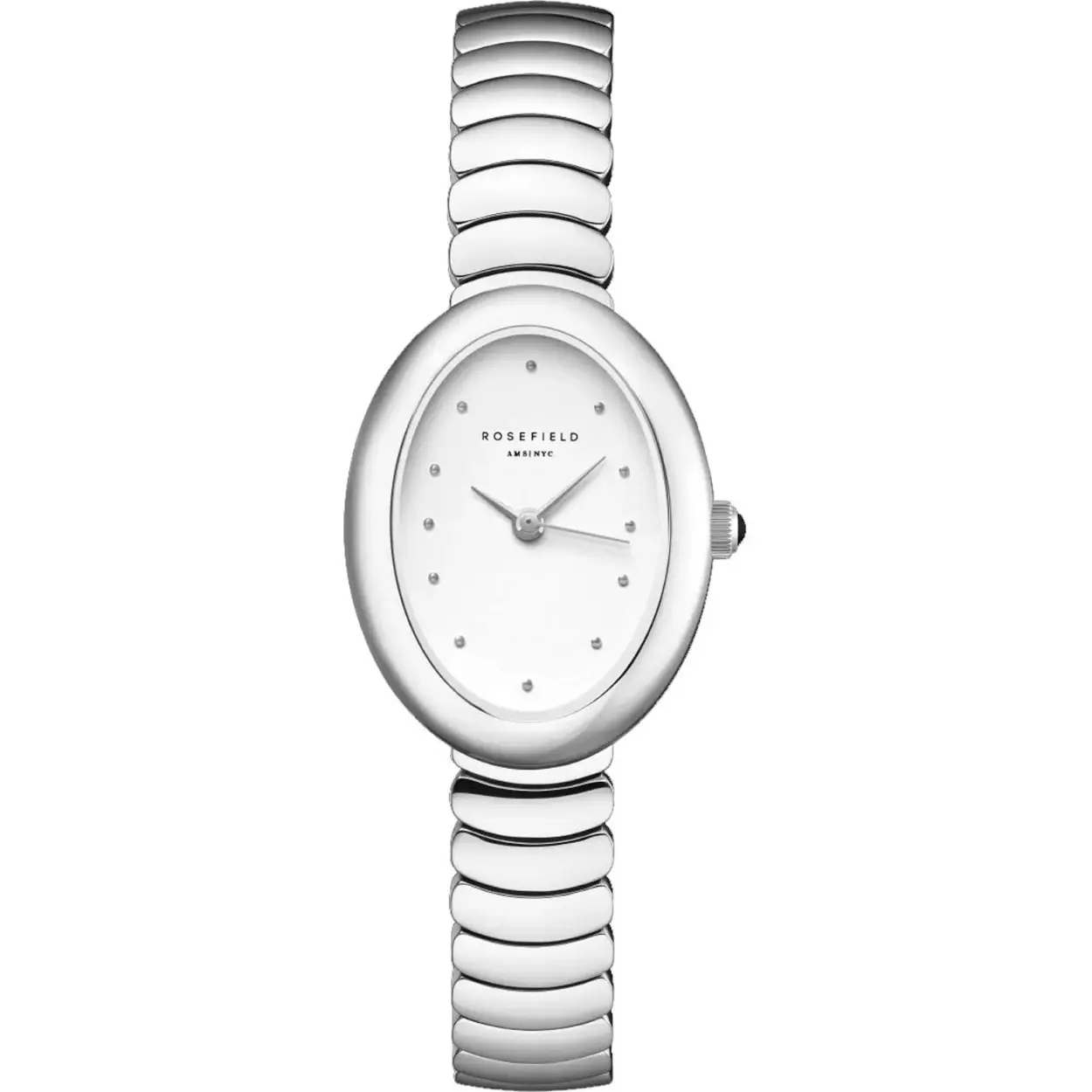 Stalen ovaal horloge met schakelband. 22x29mm