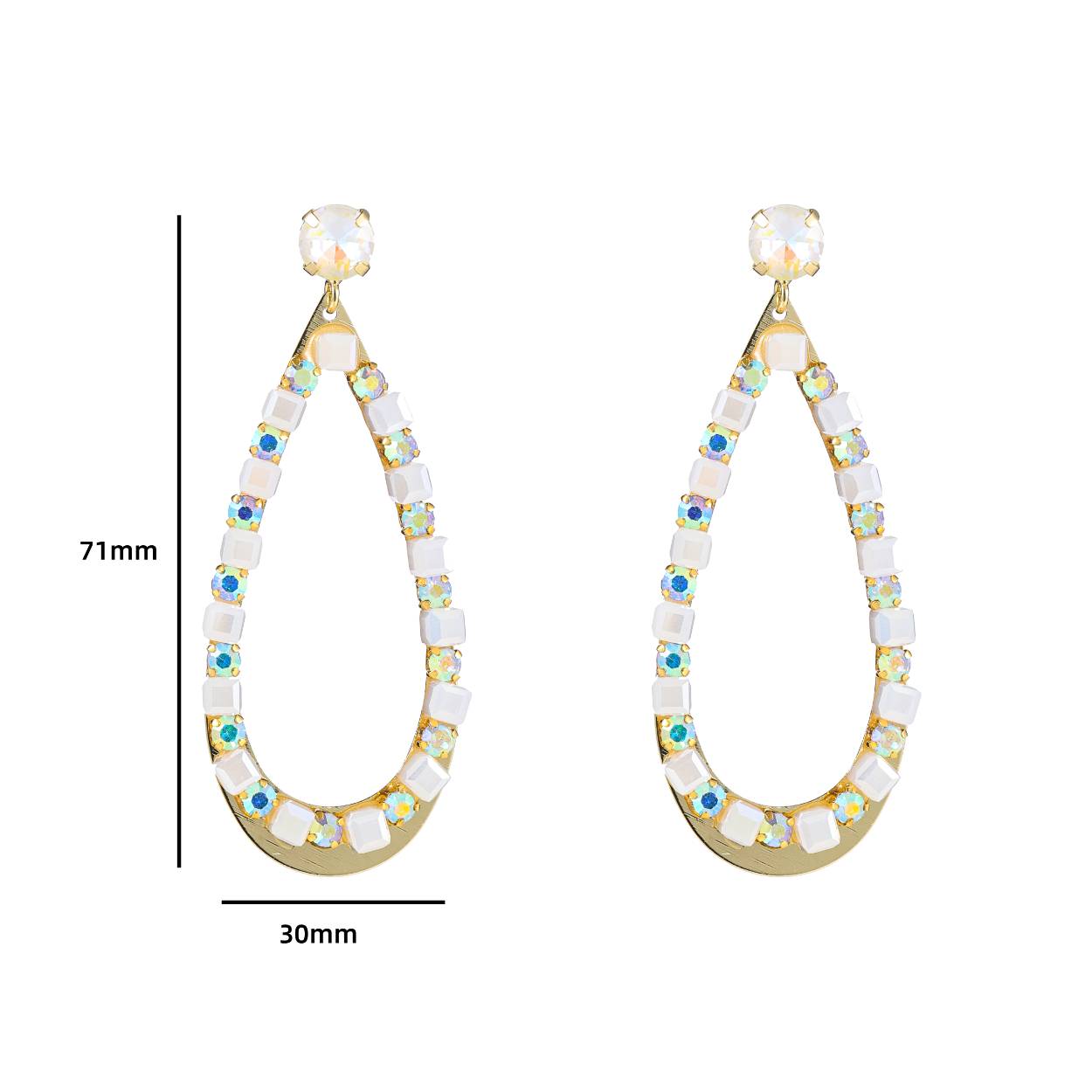 Long Oval Dangle - 14K + White
E4122-1