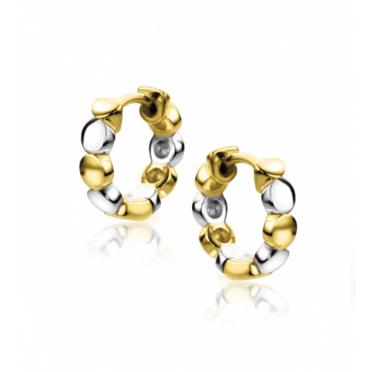ZINZI gold plated bicolor oorringen rondjes 13,5x2,5mm 