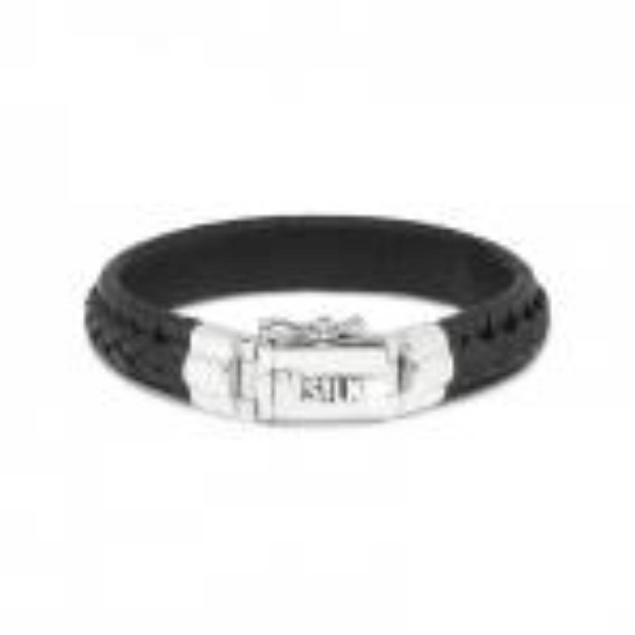 Super mooie Balinees gevlochten stoere zwart lederen armband van de nieuwe collectie van SILK Jewellery. De armband sluit met de bekende baksloten van SILK.