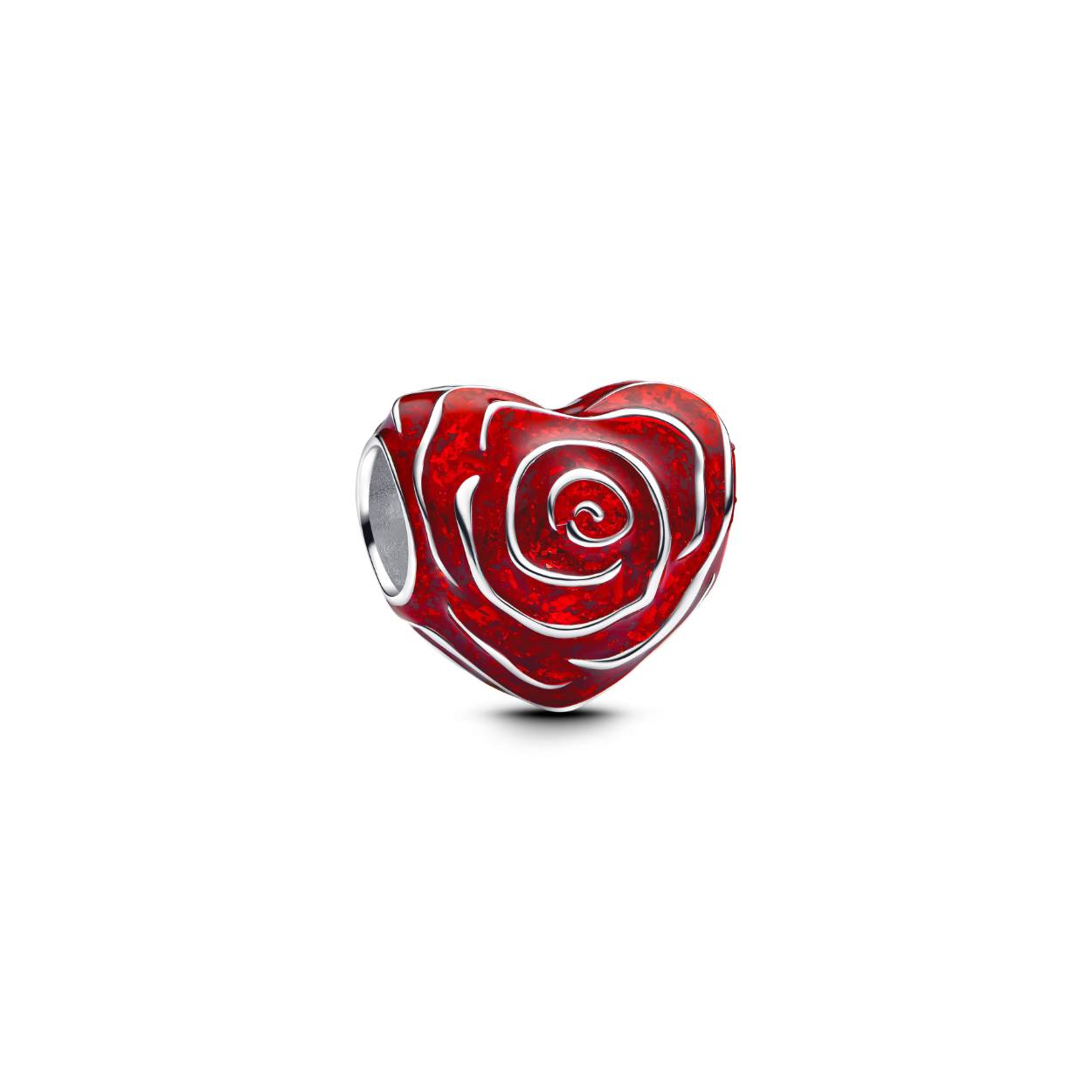rose heart sterling silver charm 