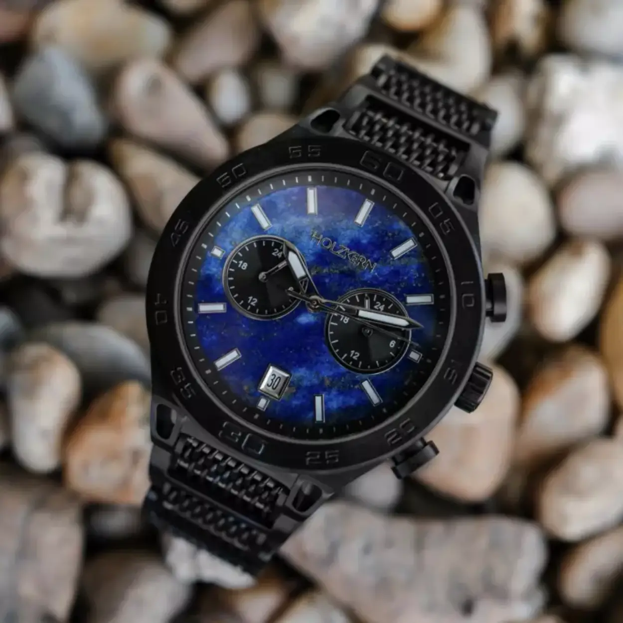 Heren horloge in de kleur lapis lazuli/black