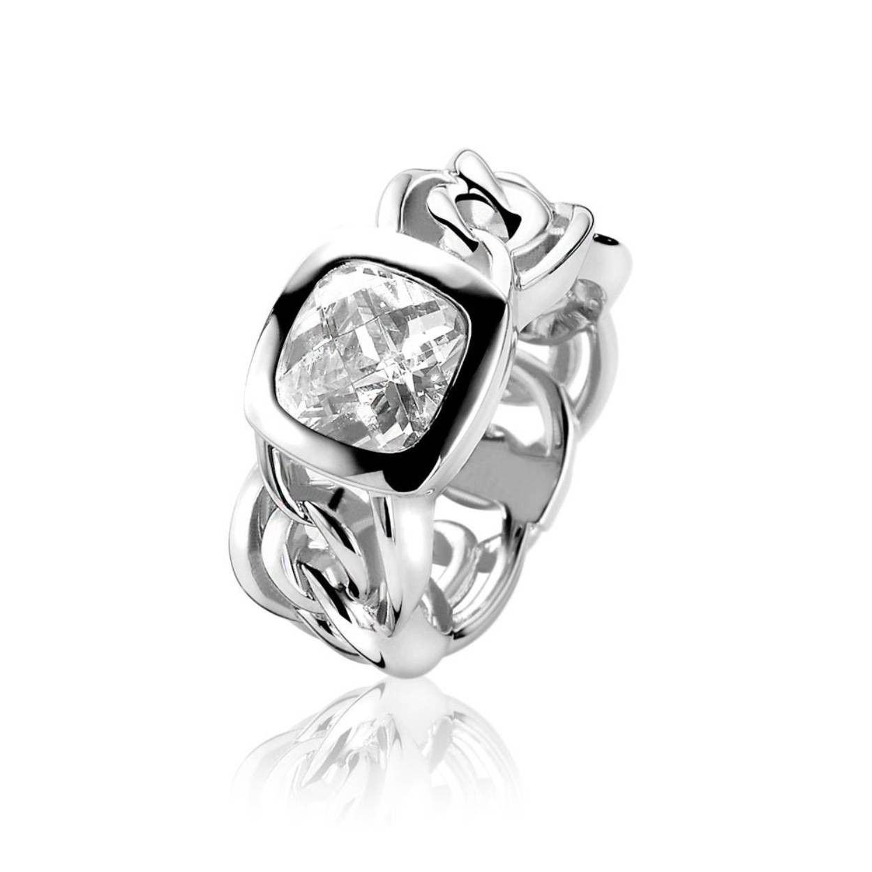 Zinzi zilveren Ring vierkant zirkonia mt 54 ZIR1100Z