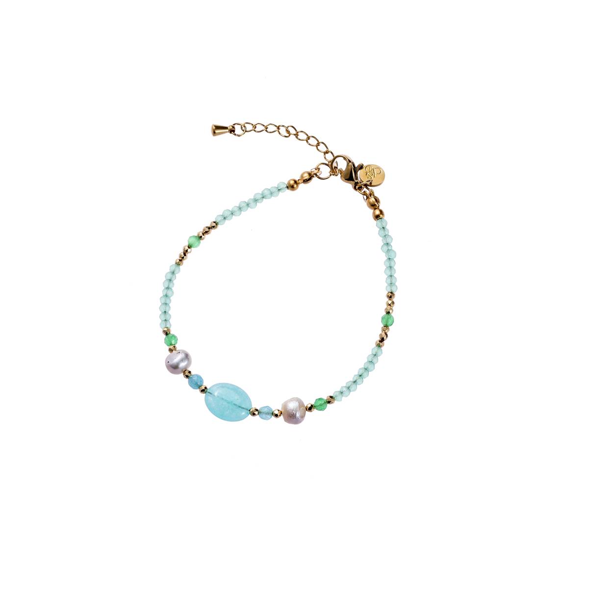 Drop Stone Bracelet - 14K + Mint
B4437-3
