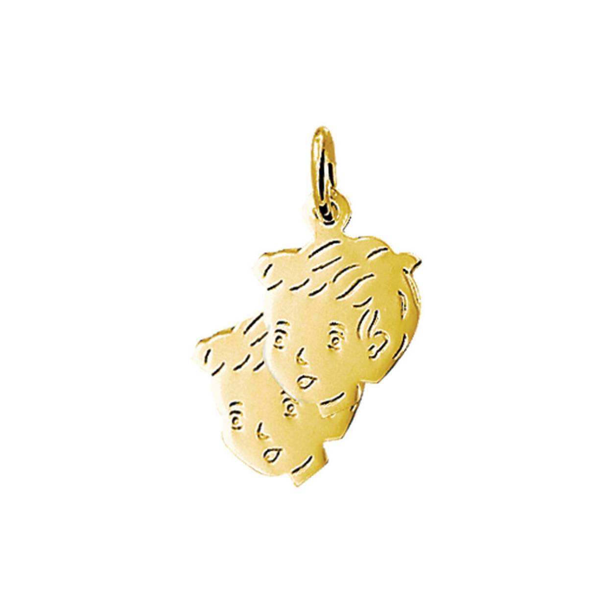 Geelgouden hanger met een kinderhoofdje.