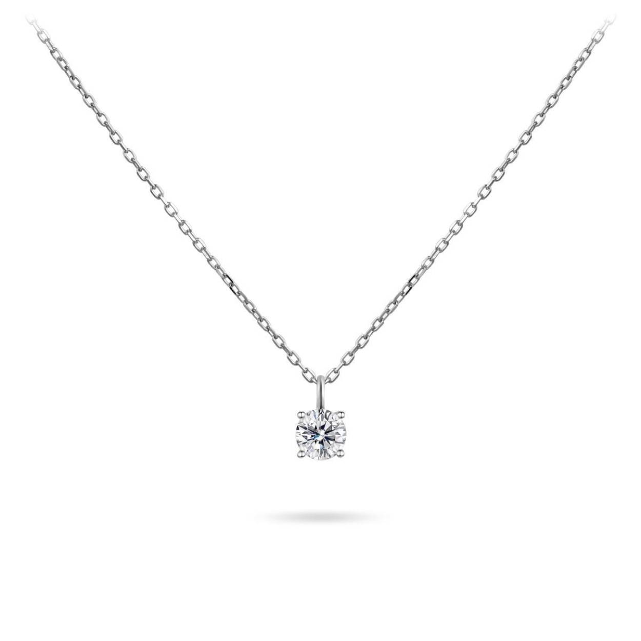 Witgouden collier met zirkonia 38+4cm
