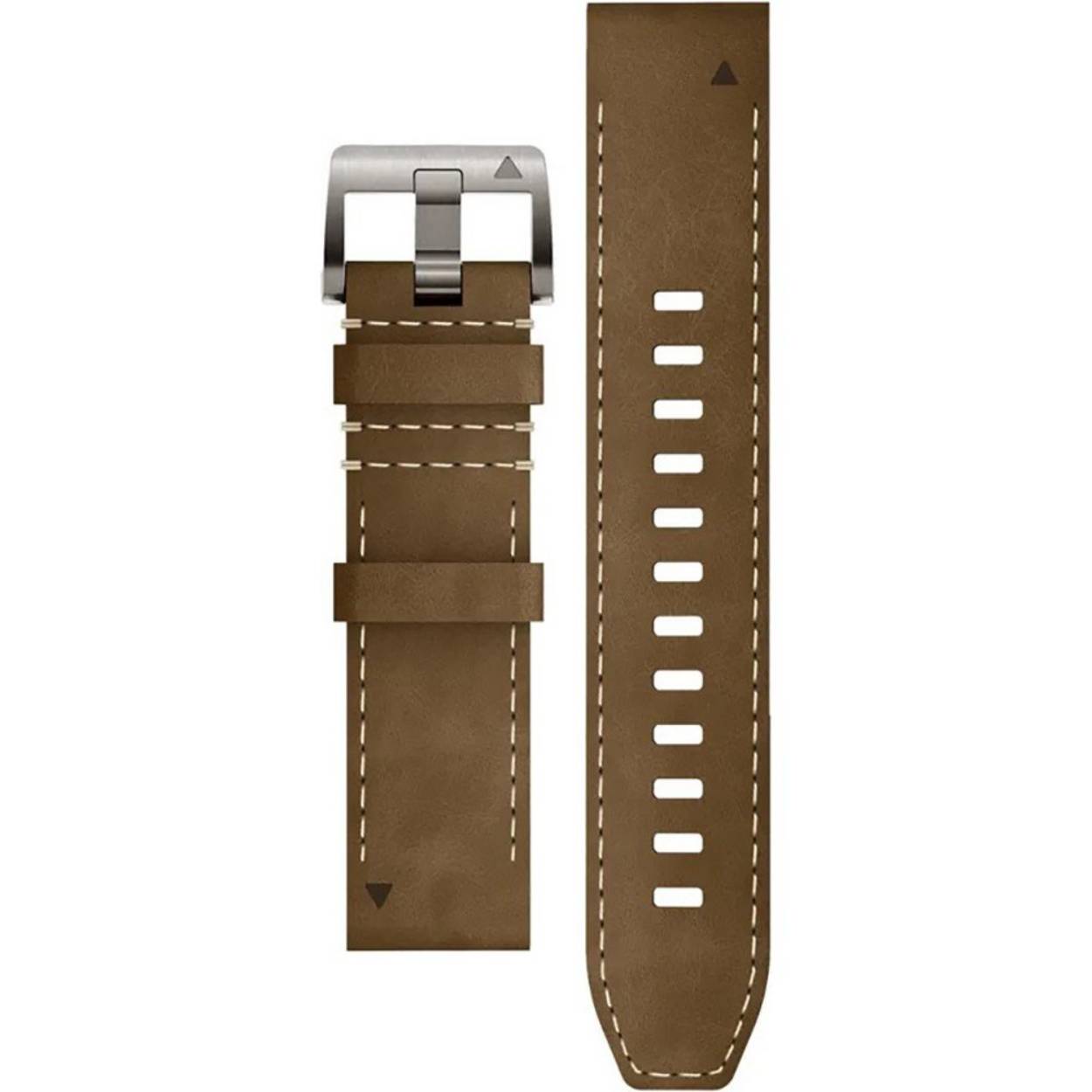 Garmin - Leather and FKM Rubber Hybrid Strap - Tundra/Black 22mm