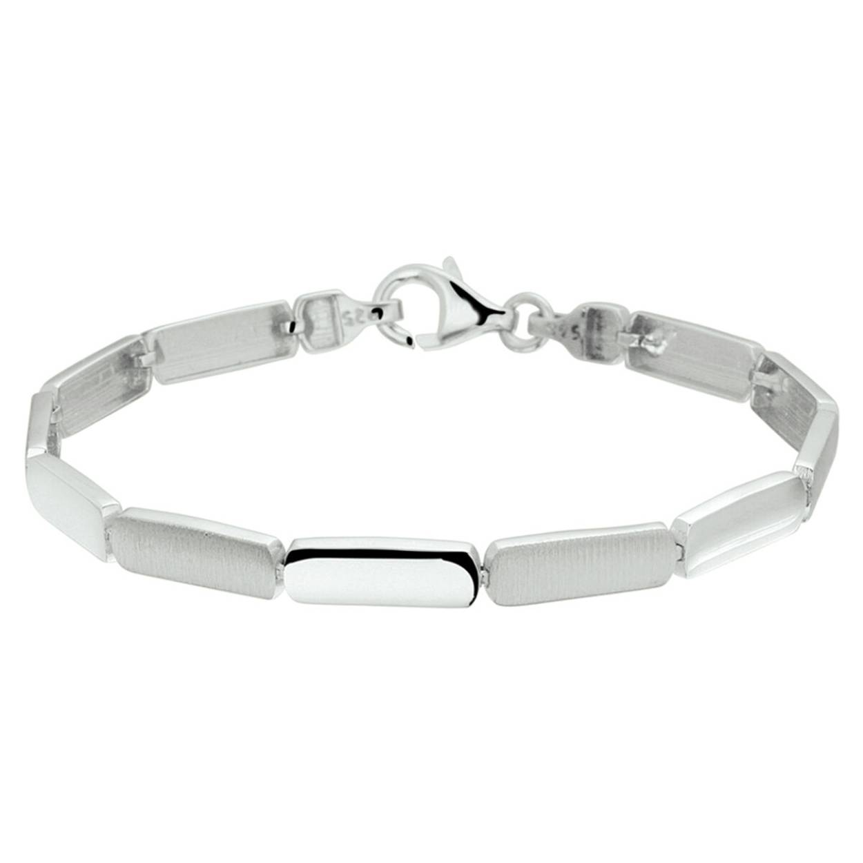 Zilver Gerhoidineerd Schakel Armband Mat en Gepolijst