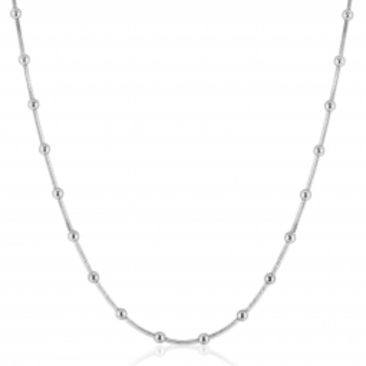 ZINZI zilveren slangen-ketting met vierkant geslepen schakels en 40 verfijnde glanzende bolletjes (2,5mm breed) 43-45cm ZIC2471