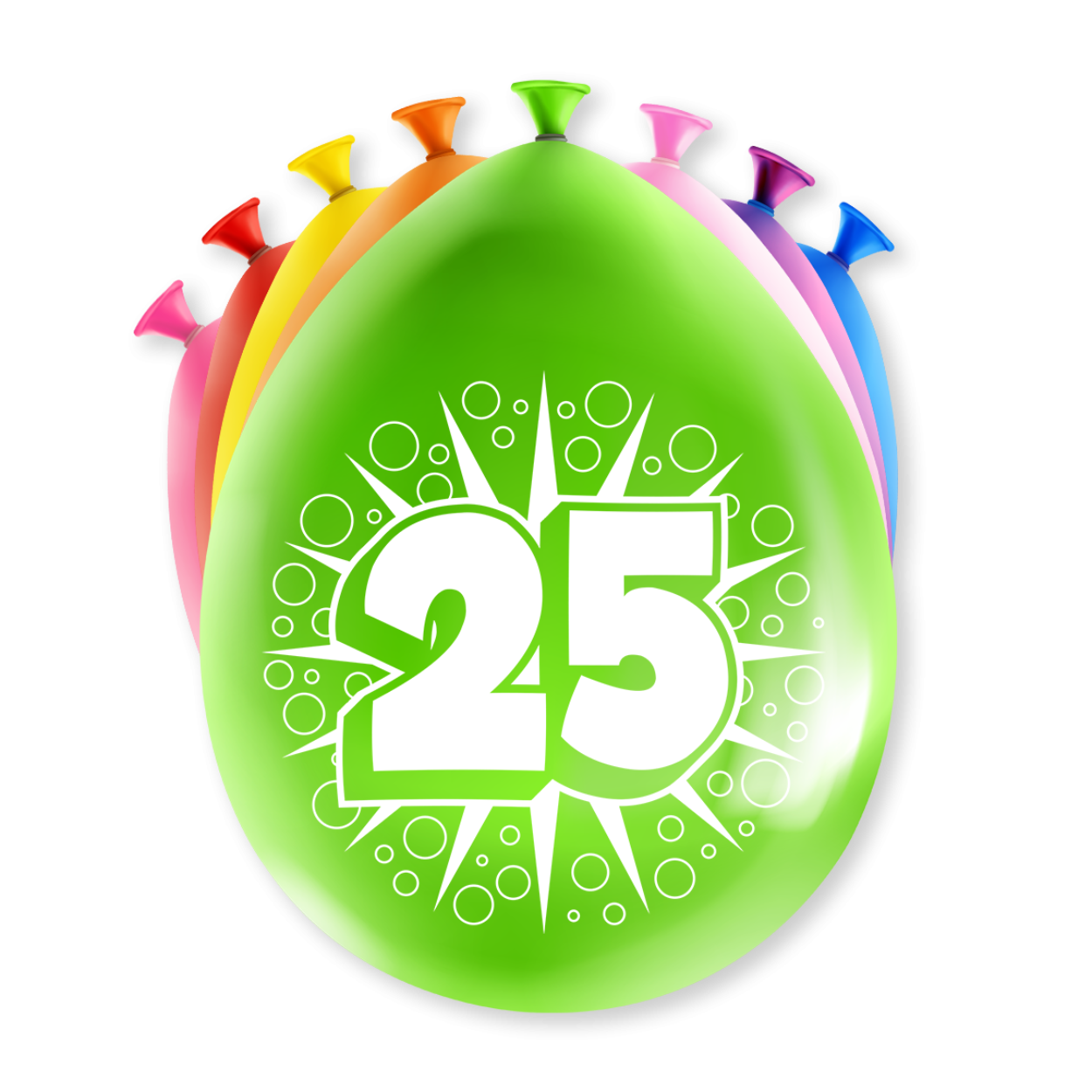 Een feestje kan niet zonder ballonnen en als u party ballonnen met 25 years koopt dan krijgt u deze in maar liefst 8 verschillende kleuren! De ballonnen zijn gemaakt van latex en zijn ongeveer 30 bij 30 centimeter groot.