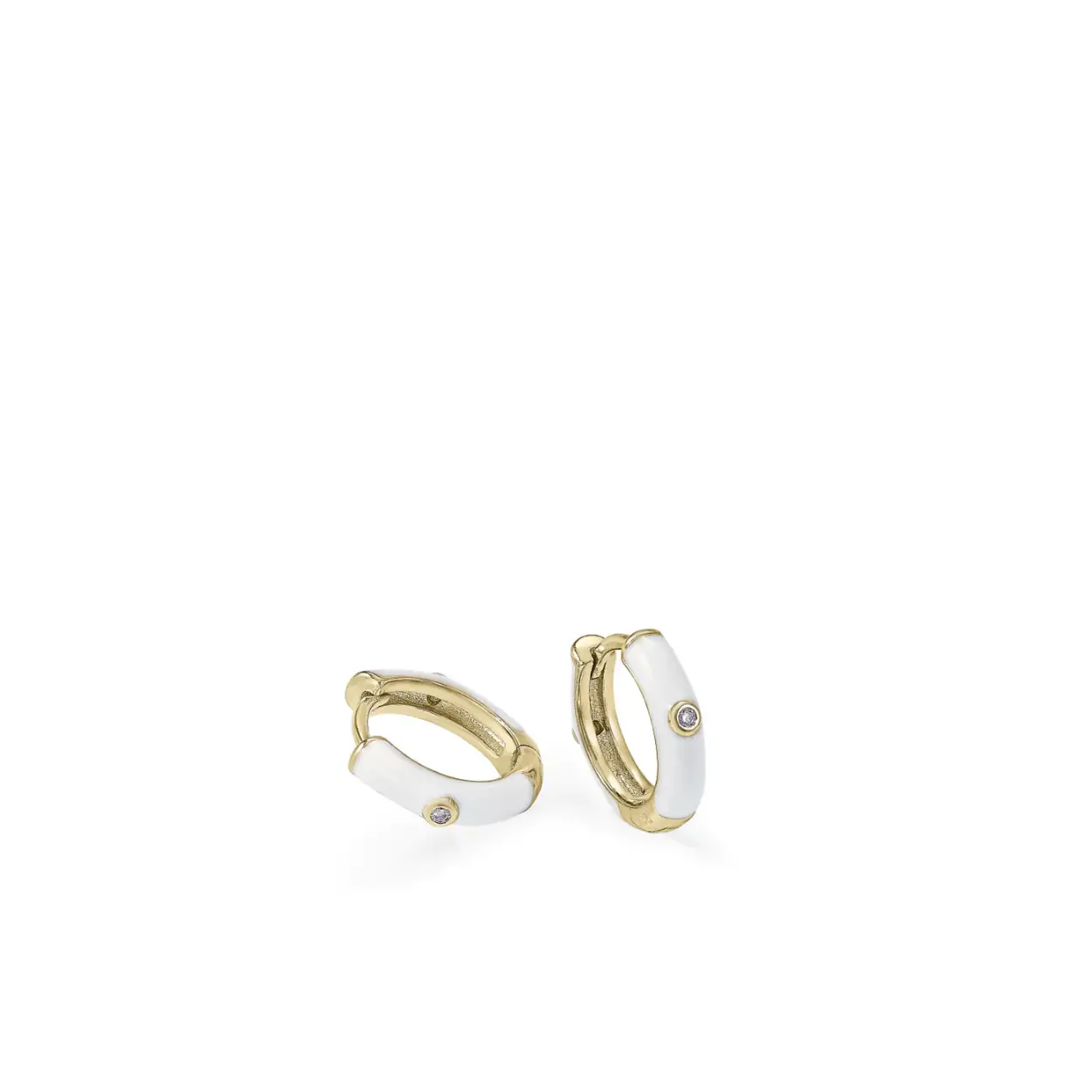 Lineargent oorringen gekleurd emaille en zirkonia