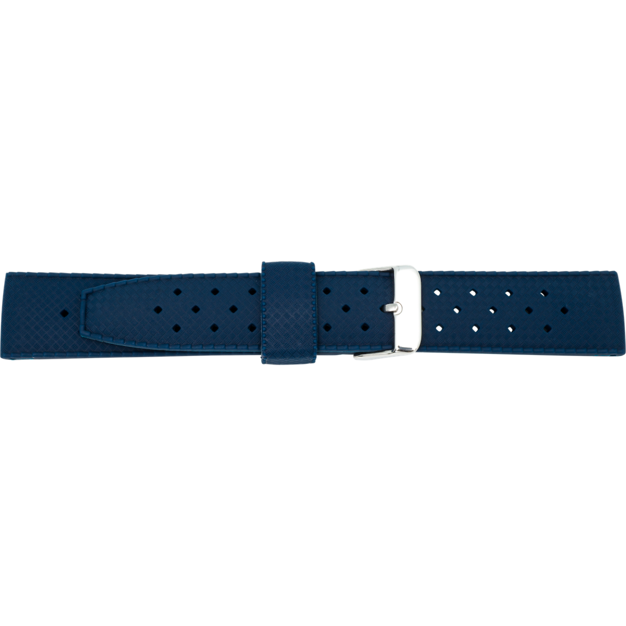 Horlogeband 22mm blauw silicone met gaatjes XL