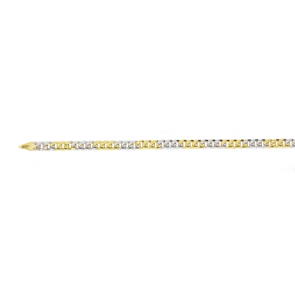 Fjory - Geel/witgoud gourmette met zilveren kern. 5mm, 19cm - 41-G0519