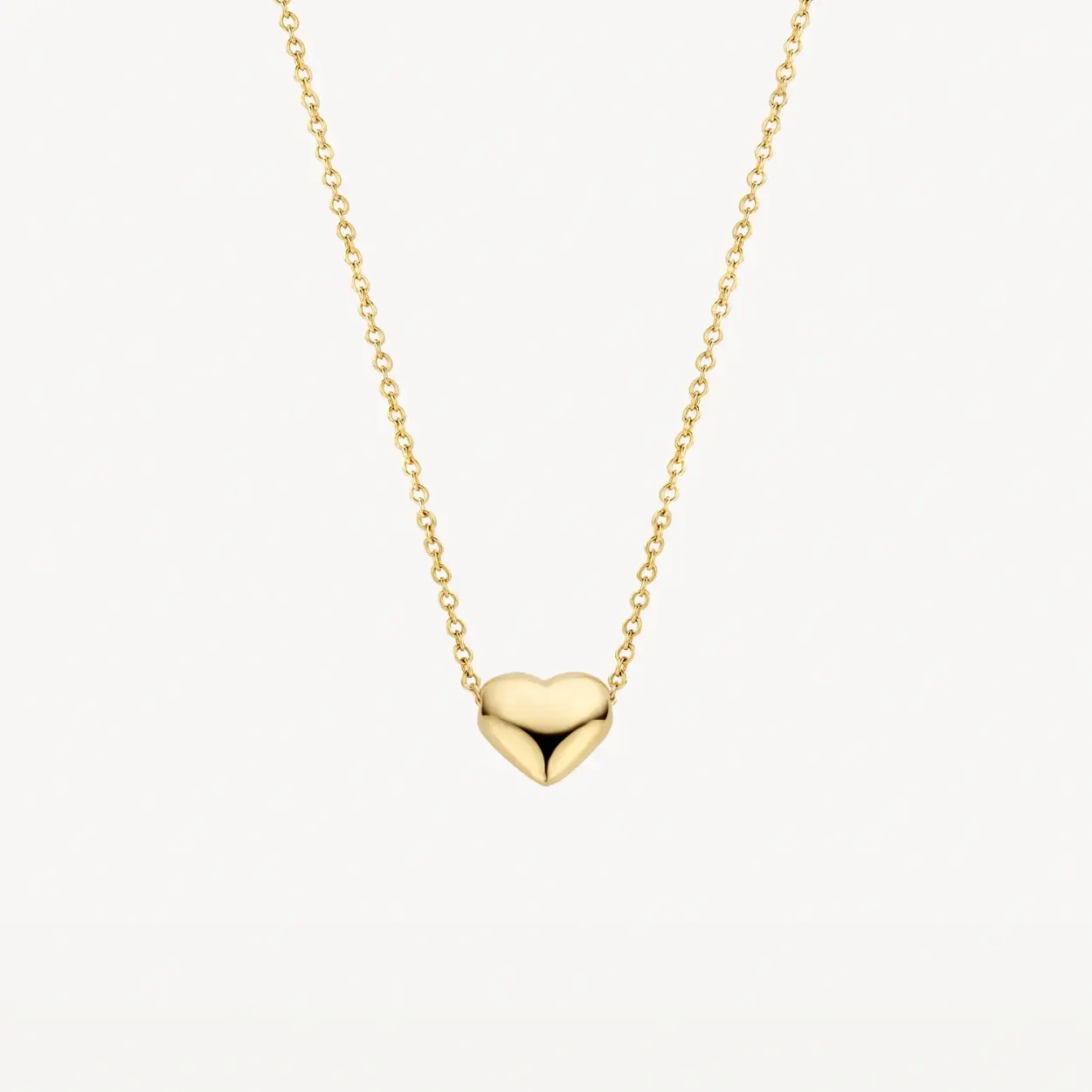 De 14 karaats geelgouden ketting van Blush met referentie 3062YGO heeft een lengte van 42 centimeter. De hanger aan het collier bestaat uit een hart in het geelgoud. De ketting heeft een karabijn sluiting. Let your heart glow - Wear your Blush