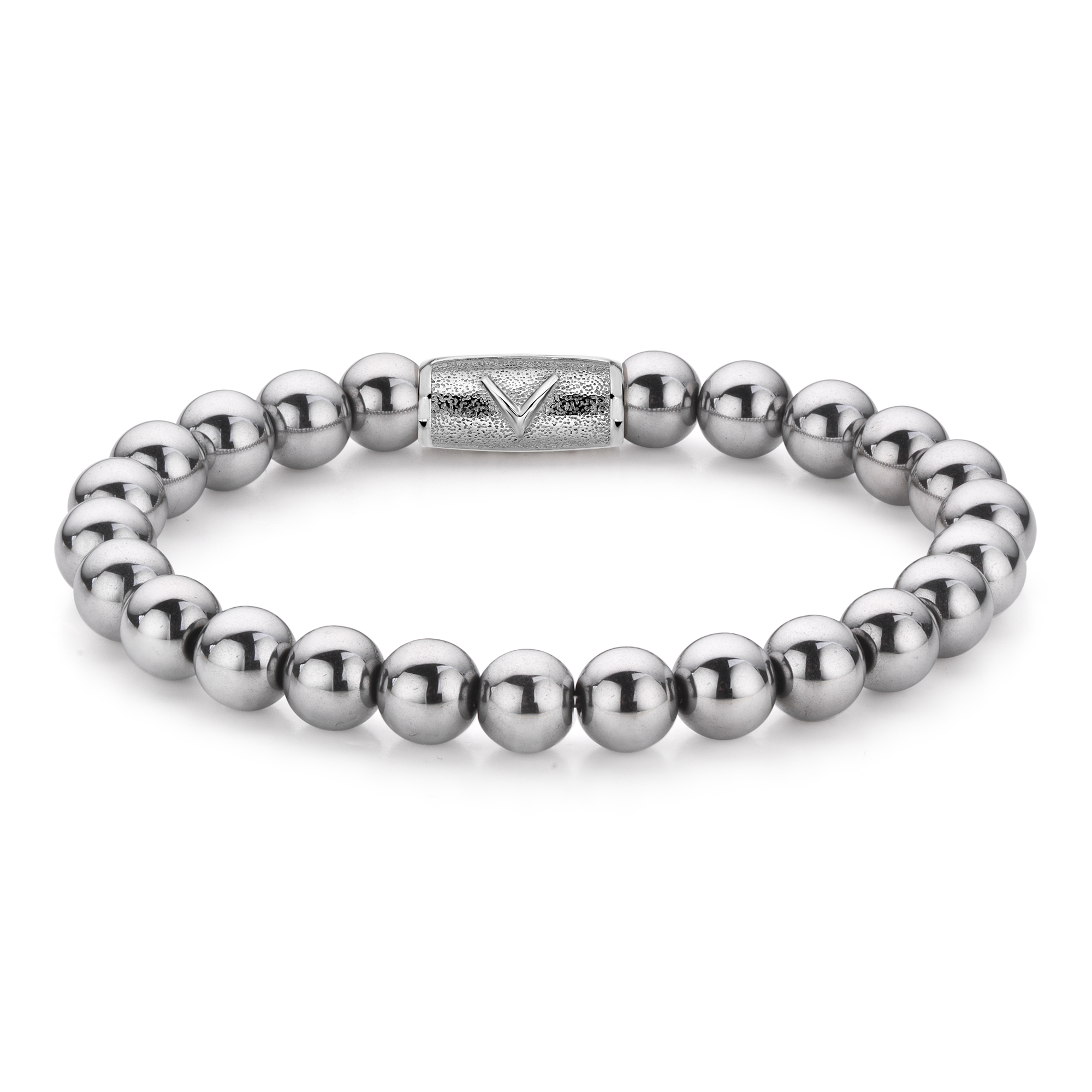 Trendy en stoere Rebel & Rose armband voor dames en heren in het zilver uit de serie Stones only. De special edition Danny Vera RR-8DV04-S-L Rebel en Rose armband is gemaakt van zilverkleurig natuursteen. De armband heeft als eyecatcher het verzilverde Rebel & Rose logo. De lengte van de armband is 19 cm. Alle Rebel and Rose bracelets worden gemaakt van de beste materialen. Een Rebel & Rose armband is een stoere armband voor dames en heren en perfect te combineren met andere juwelen en diverse outfits. Stones Only - Silver Shine DV - 8mm 19cm
