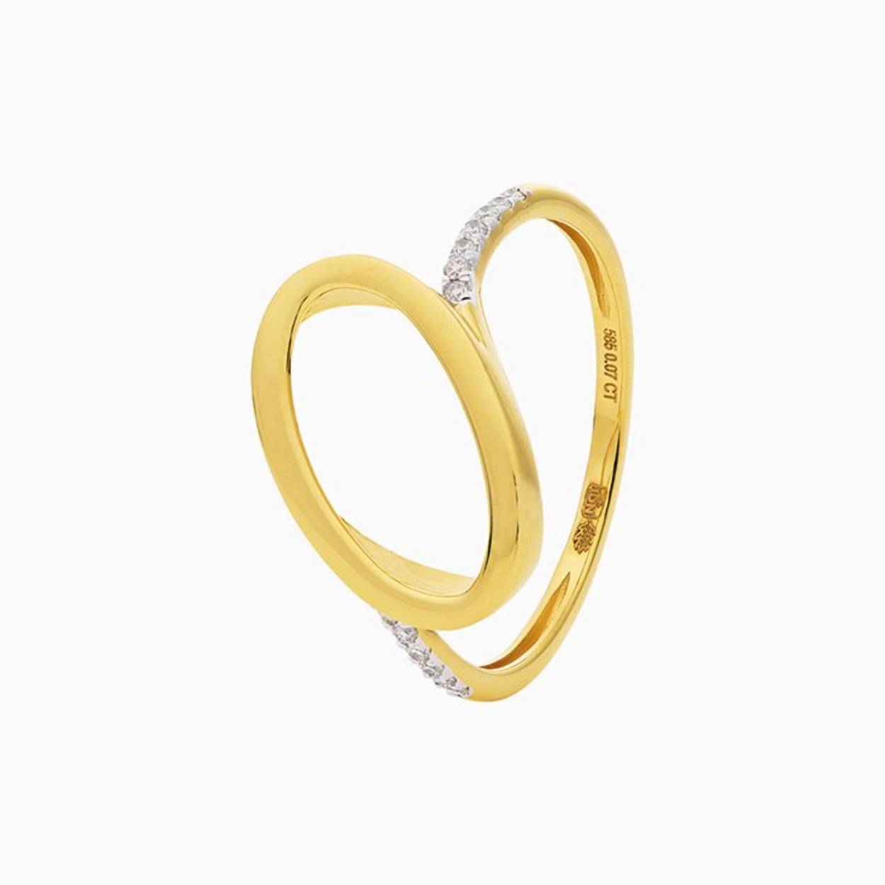 Geelgouden ring met diamant 0.09Crt Mt 56