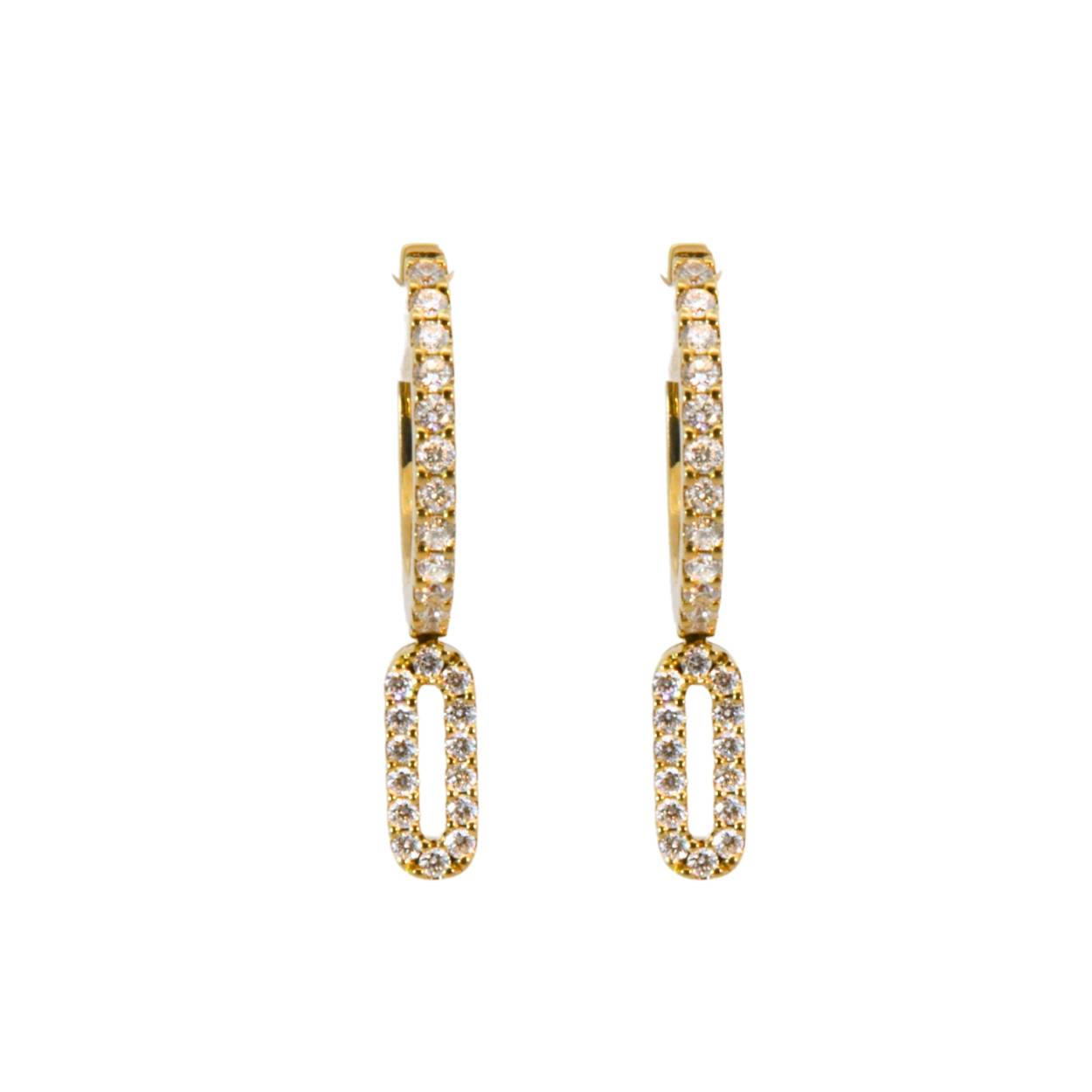 Geelgouden créolen 18Kt met diamant  0.29ct