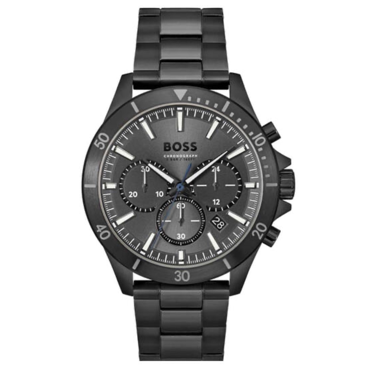 Het BOSS TROPER Heren Horloge model 1514058 heeft de volgende kenmerken: het is een polshorloge met een kastgrootte van 44 mm, een zwart horlogebandje en een roestvrijstalen kast. Het horloge heeft een datumfunctie en is niet antiallergisch. Draag het bij voorkeur op de pols voor stijlvolle gelegenheden of dagelijks gebruik.