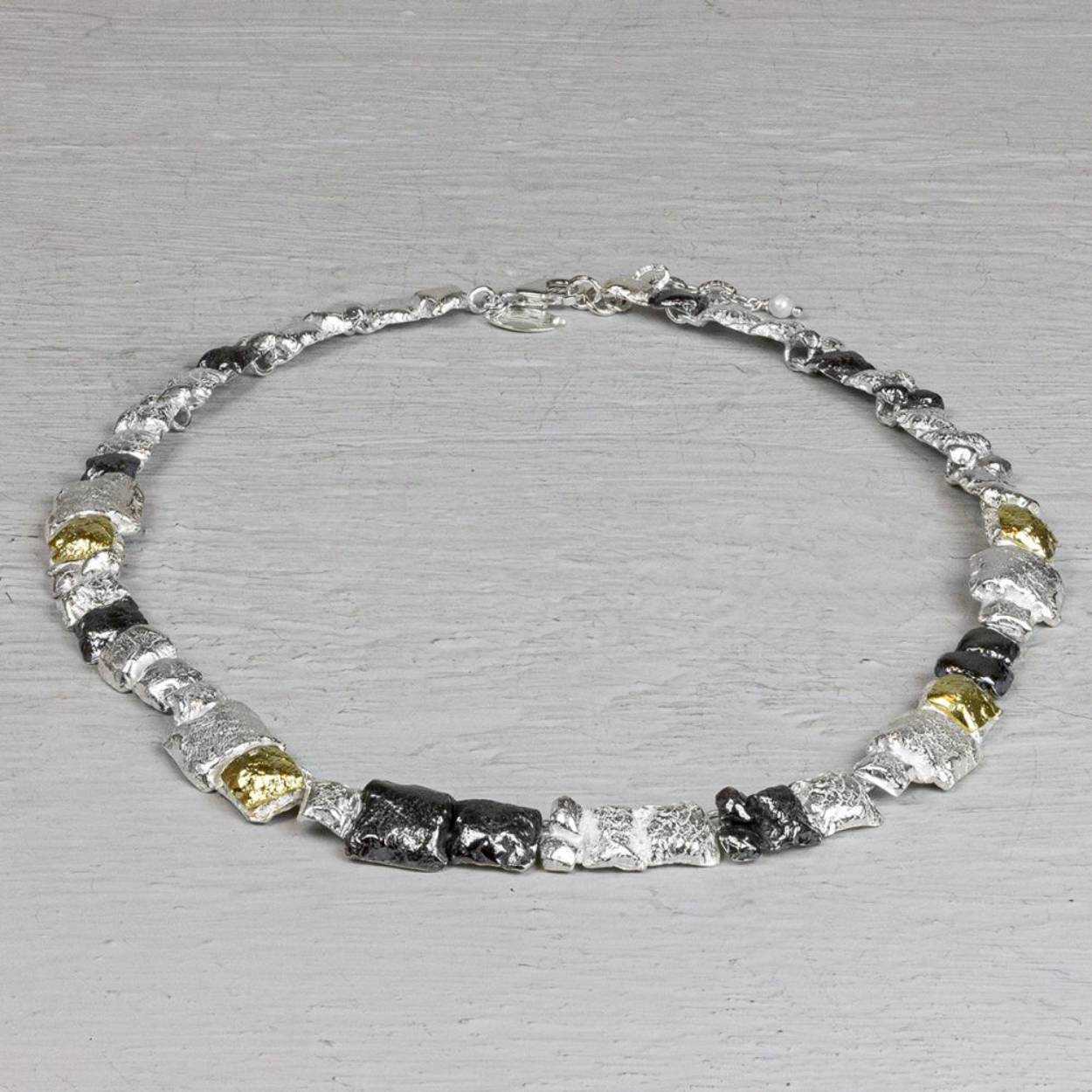 Jeh Jewels Collier blokjes zilver oxy + zilver verguld 20969, 43cm