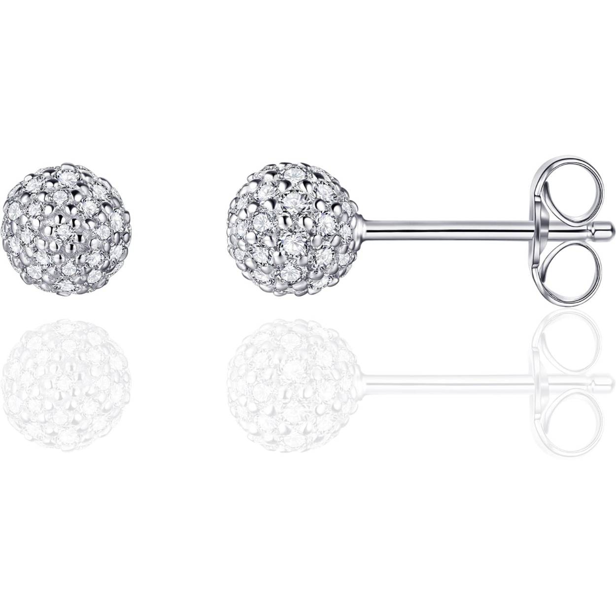 Zilveren oorsteker 5mm bol zirkonia