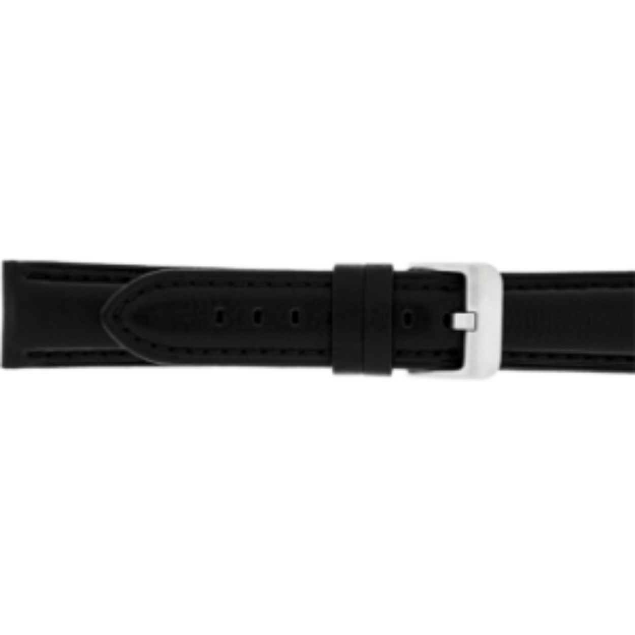 Horlogeband leder 20mm zwart gestikt