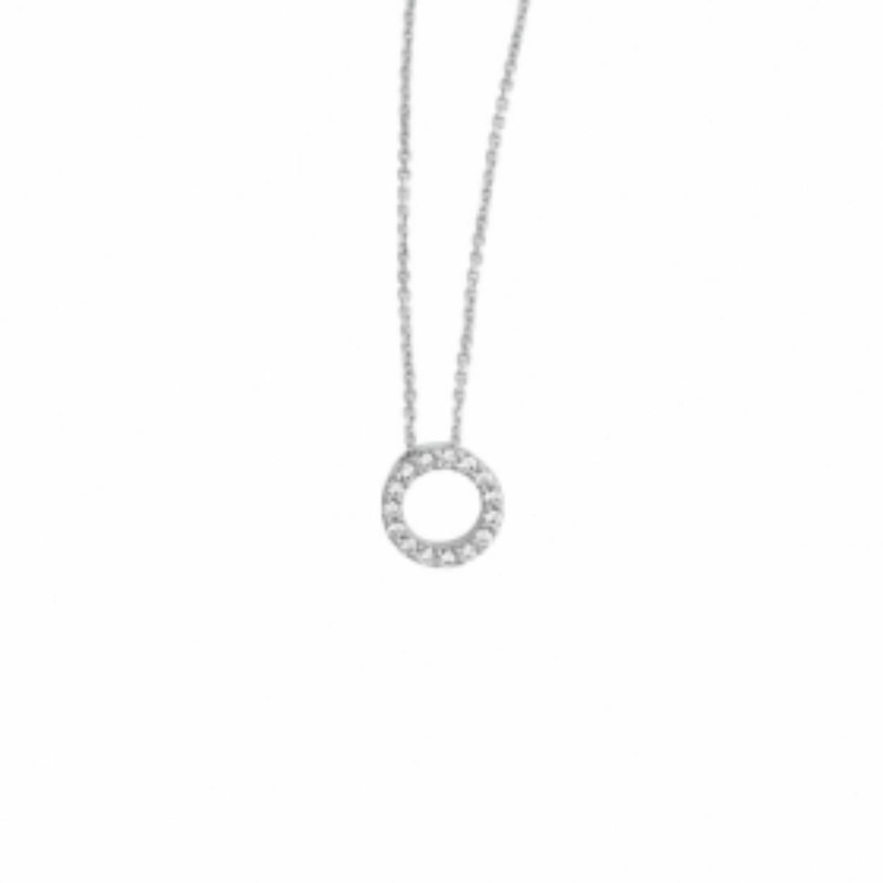 45cm witgouden collier met zirkonia