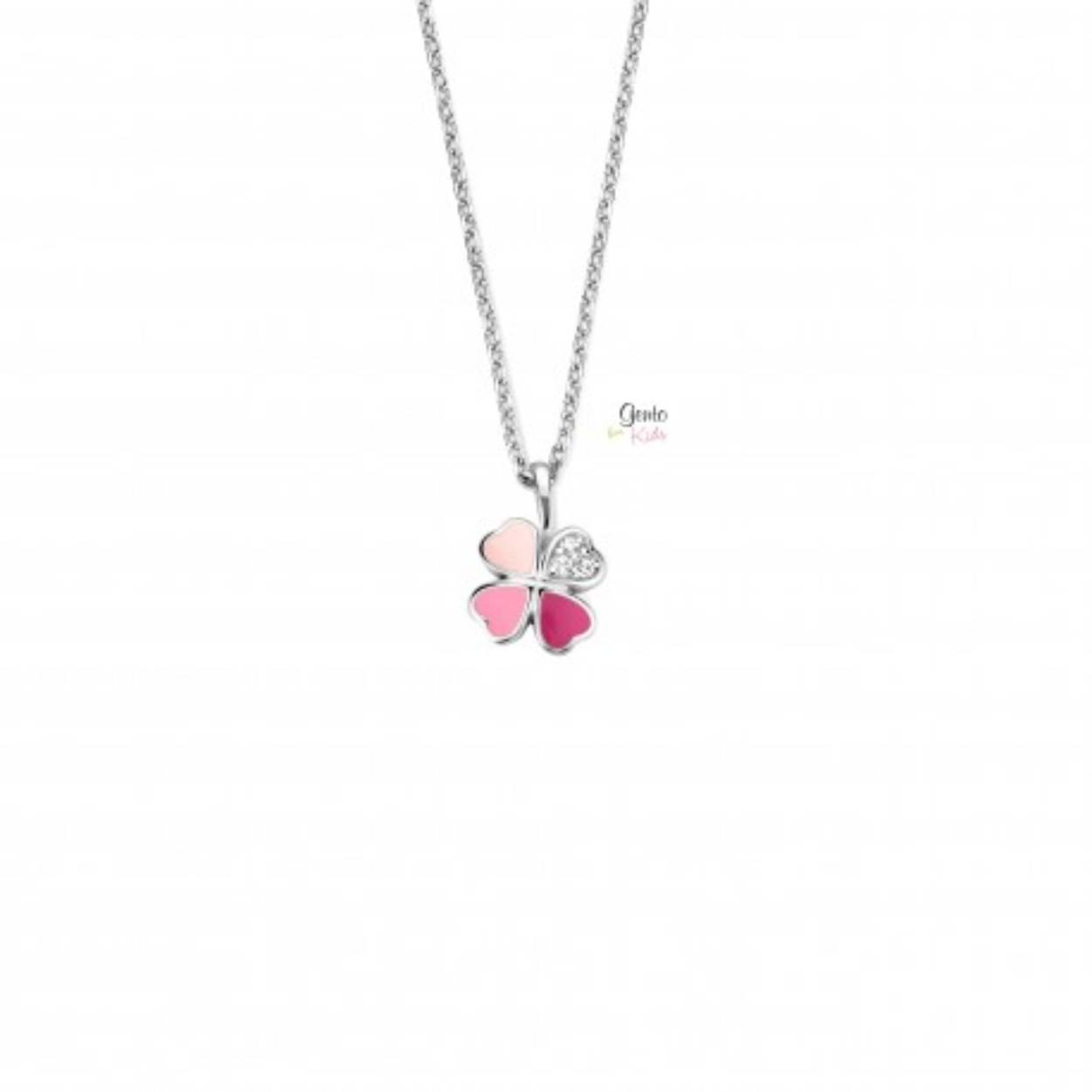 KETTING 925 RHOD CZ KLAVERTJE