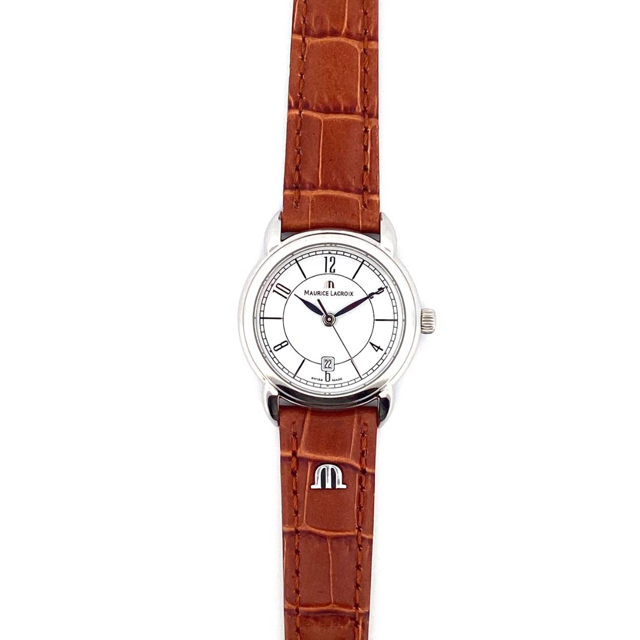 Maurice Lacriox horloge 
Kast: Staal
Band: Leder
Uurwerk: Quartz 