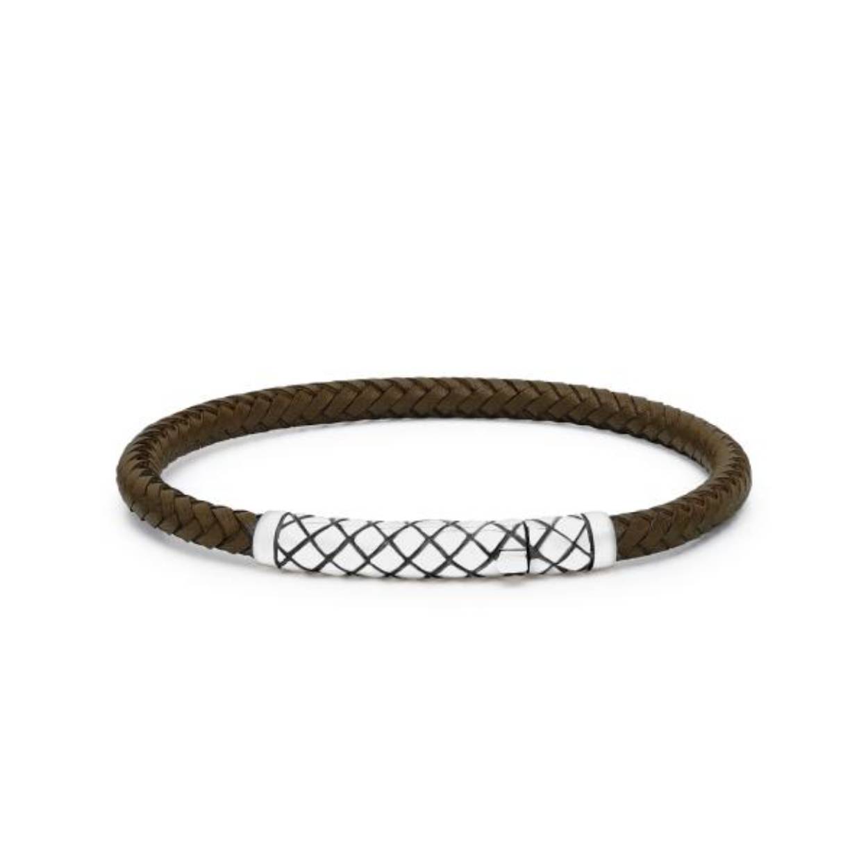 Silk lederen armband met zilveren slot. 