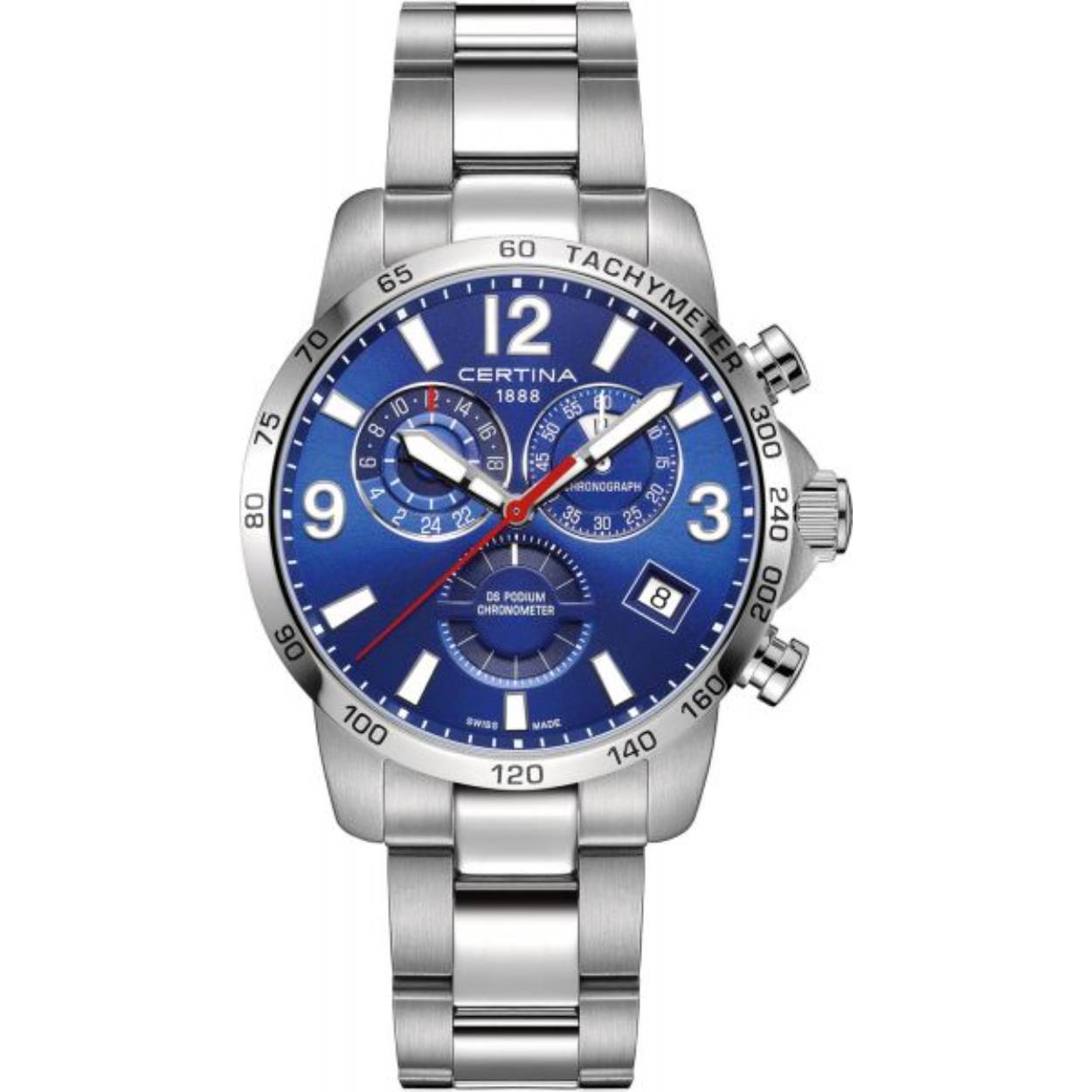 DS-Podium GMT Chronometer staal heren brac. chronograaf met saffierglas 100m WR