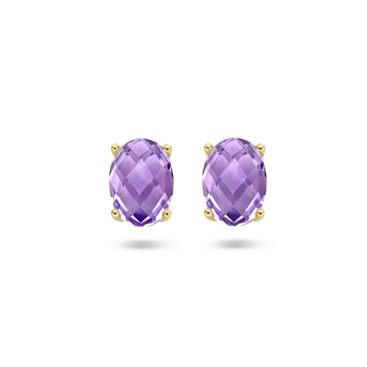 14krt gouden oorknoppen amethist 0.46ct (2x 0.23ct)