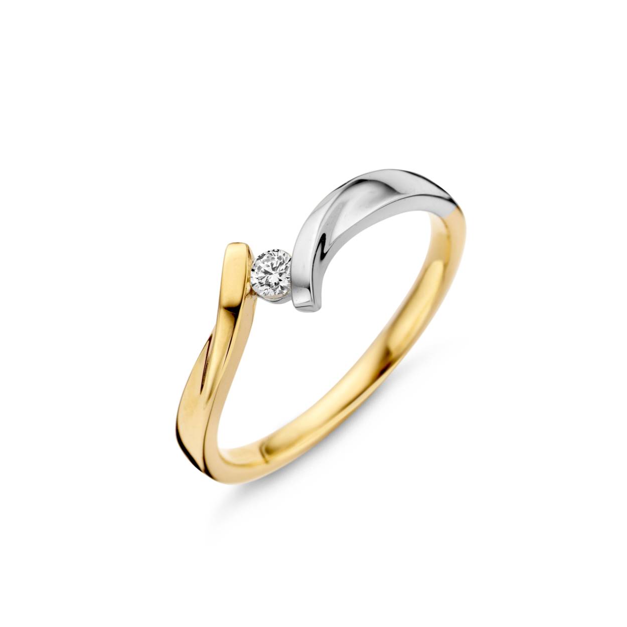 14k wit-geel gouden slagring met diamant