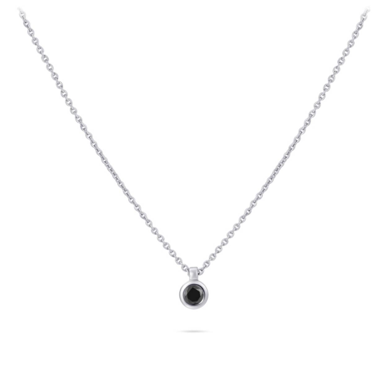 zilver collier met hanger zwart zirkonia