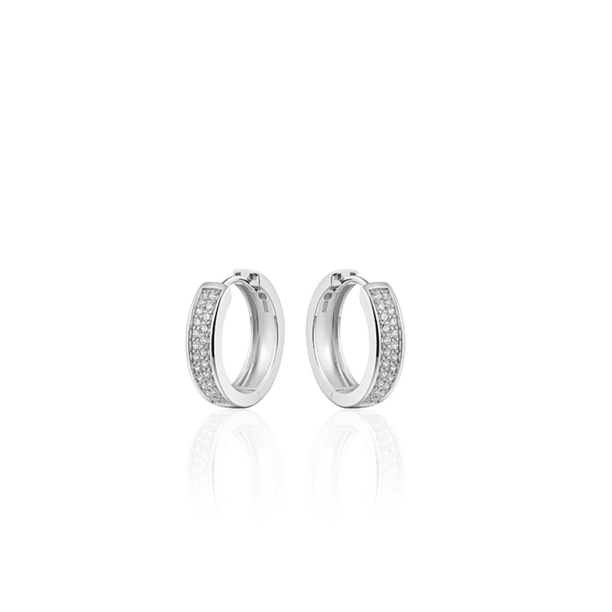 Zilveren klapoorring pavé zirkonia 20mm KCD5/20