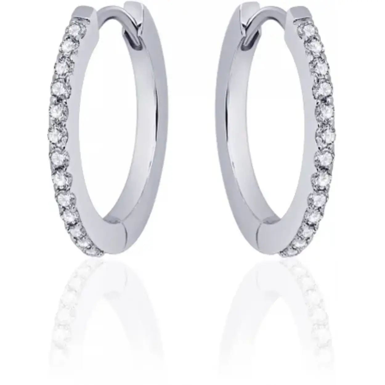 Gisser Jewels Oorbellen Oorringen Met Scharnier  Vlak Gezet Met Zirkonia 2mm Breed 22mmØ Gerhodineerd Zilver 925