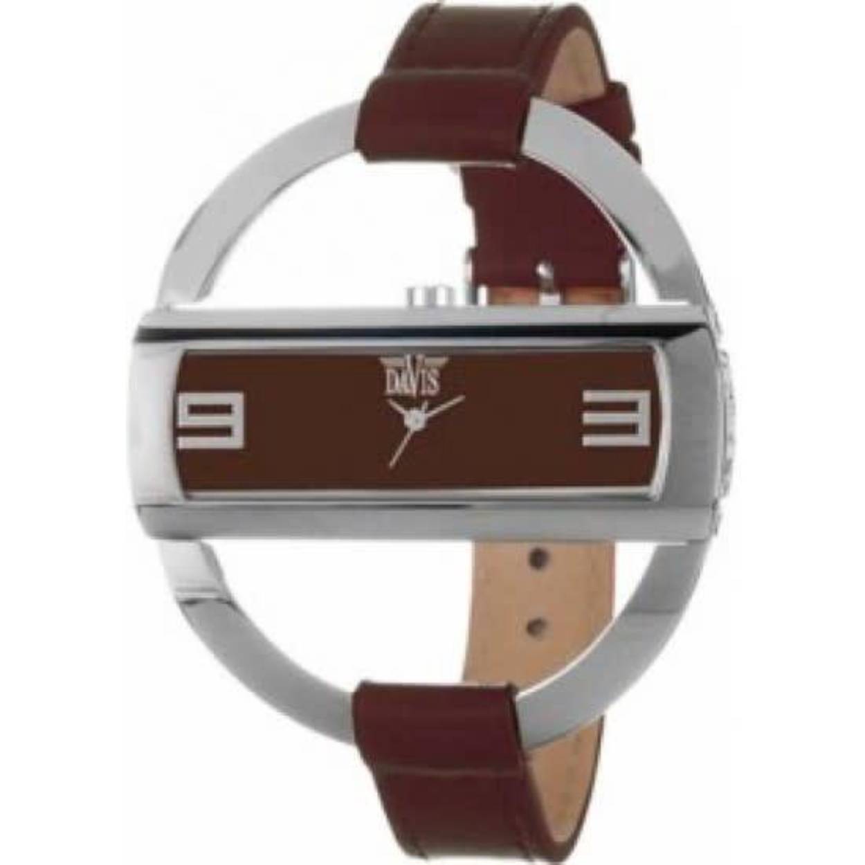 Caroll Red/White dameshorloge van het merk Davis. Glamoureus en compact horloge met ronde kast en rode band.