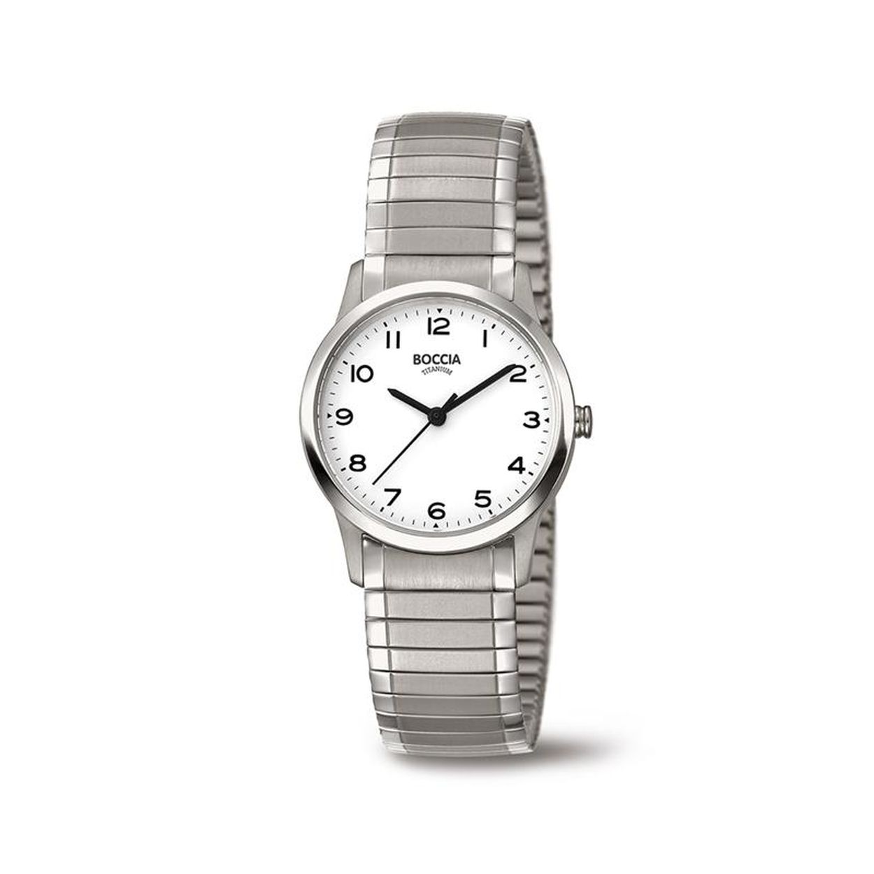 Boccia Titanium 3287-01
Dit dameshorloge van Boccia Titanium heeft een nette uitstraling. De zilverkleurige titanium horlogekast zorgt voor een stijlvolle look en de witte wijzerplaat maakt het horloge chique. Het horloge heeft een ronde kast met een diameter van 29mm, een mineraalglas en is 3ATM. Combineer dit prachtige exemplaar met de andere sieraden van Boccia Titanium voor een complete look. Aan de titanium kast zit een titanium schakelband.

HET MERK
Boccia Titanium is het titanium merk van Nederland, dat zijn oorsprong in Duitsland vindt en is opgericht in het jaar 1992. Ontwikkeld door internationale ontwerpers. Alle titanium componenten van de BOCCIA TITANIUM collectie zijn gemaakt van 99,7% puur titanium; het bijzondere materiaal. Het is licht in gewicht, neemt de temperatuur van de huid aan en is zeer huidvriendelijk. Bovendien is het corrosie- en temperatuurbestendig.

SPECIFICATIES
- Mineraalglas
- Ronde titanium horlogekast, Ø 29mm
- Titanium schakelband
- Witte wijzerplaat
- 3ATM (Regen- & spatwaterdicht)