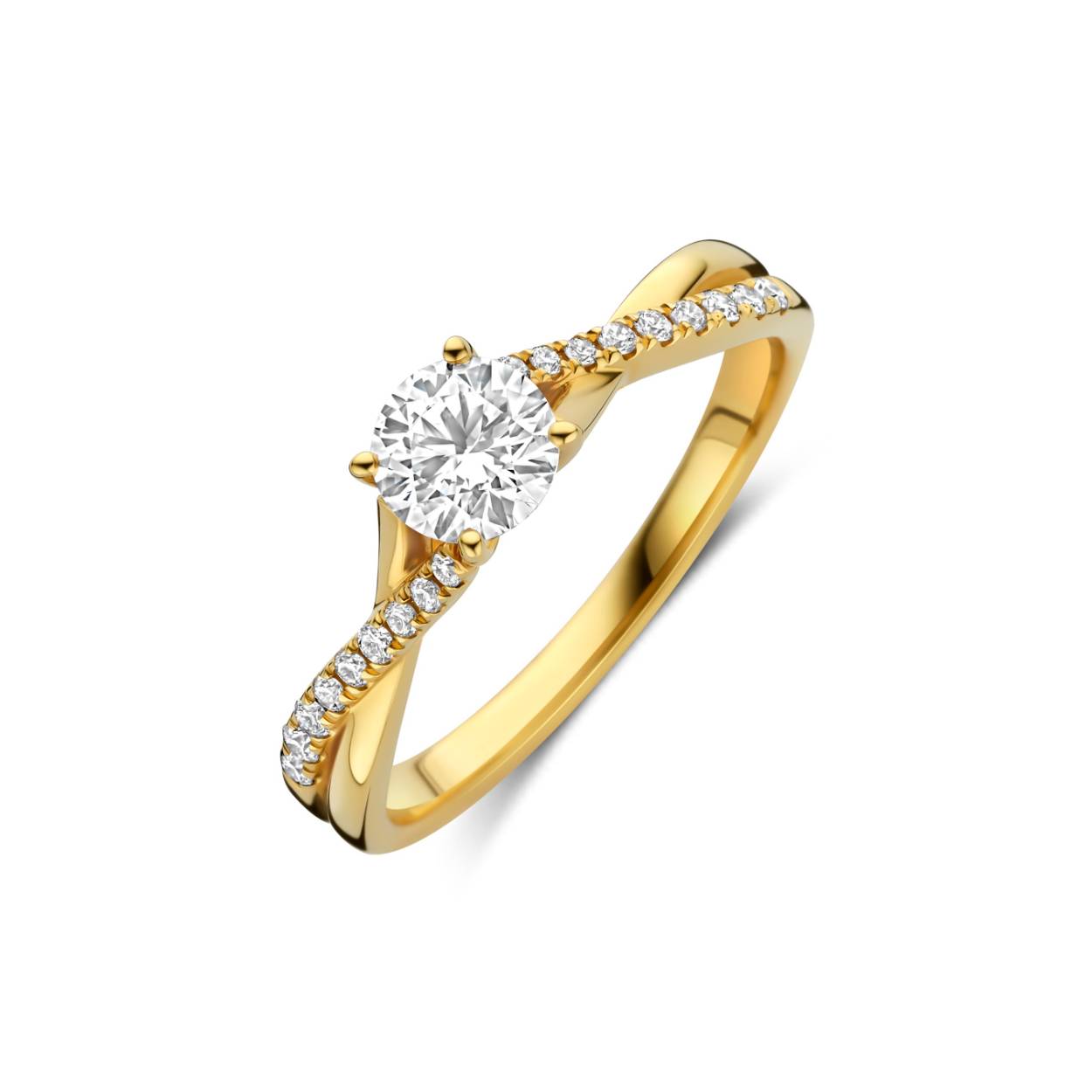 Ring geel goud 18kt met labdiamanten.