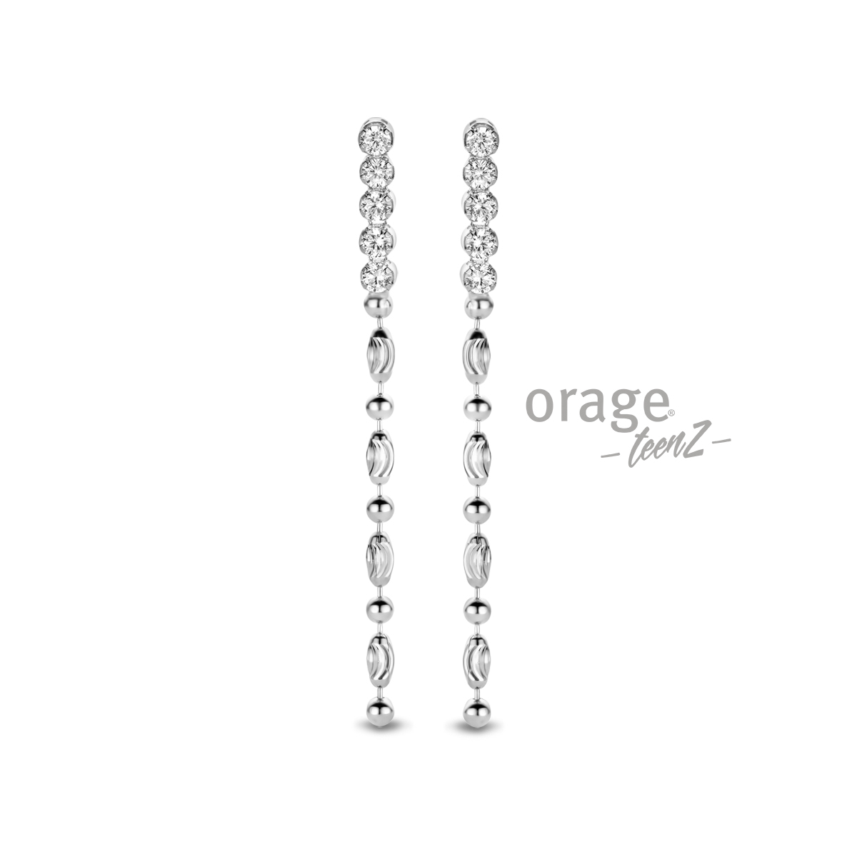 Zilveren oorhangers met zirkonium - Lengte: 4cm