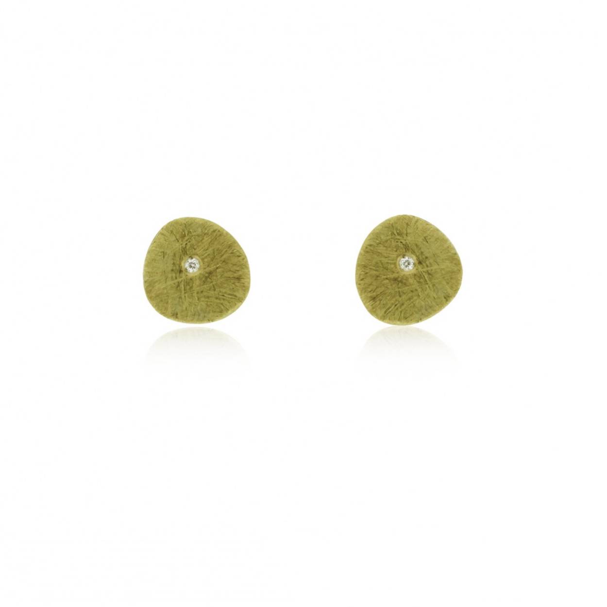 925 white silver earrings with 18k yellow gold and one diamond. With push back clasp. Small size.