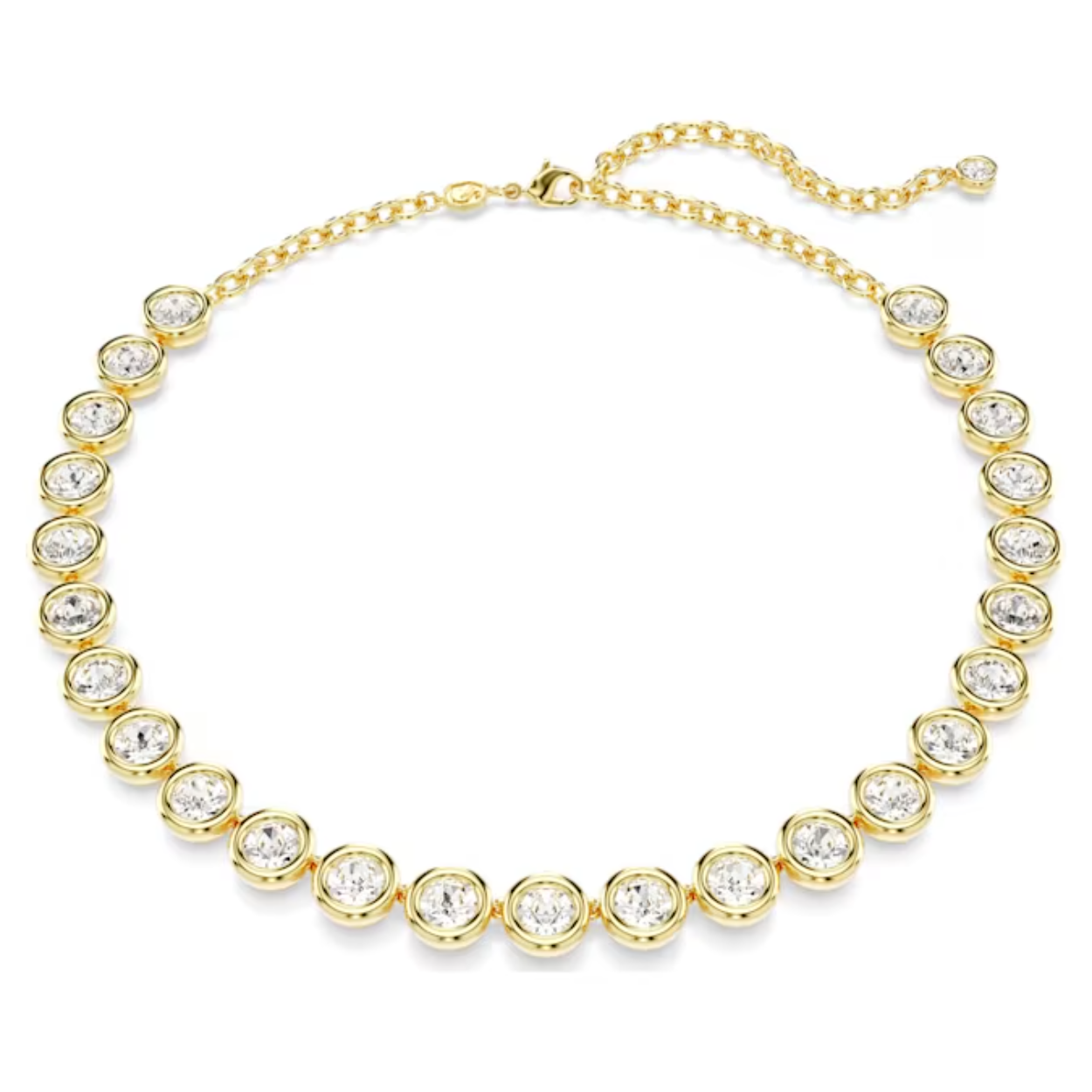 Laat uw look schitteren met deze verbluffende all-around ketting uit de Imber-lijn. Het ontwerp met goudkleurige toplaag bestaat uit een streng vol rondgeslepen kristallen in een dikke bezelzetting. De perfecte manier om uw stijl elke dag te laten stralen.
Artikelnr.: 5682585
Collectie:  Imber
Lengte (minimum - maximum): 38 - 45 cm
Breedte: 1 cm