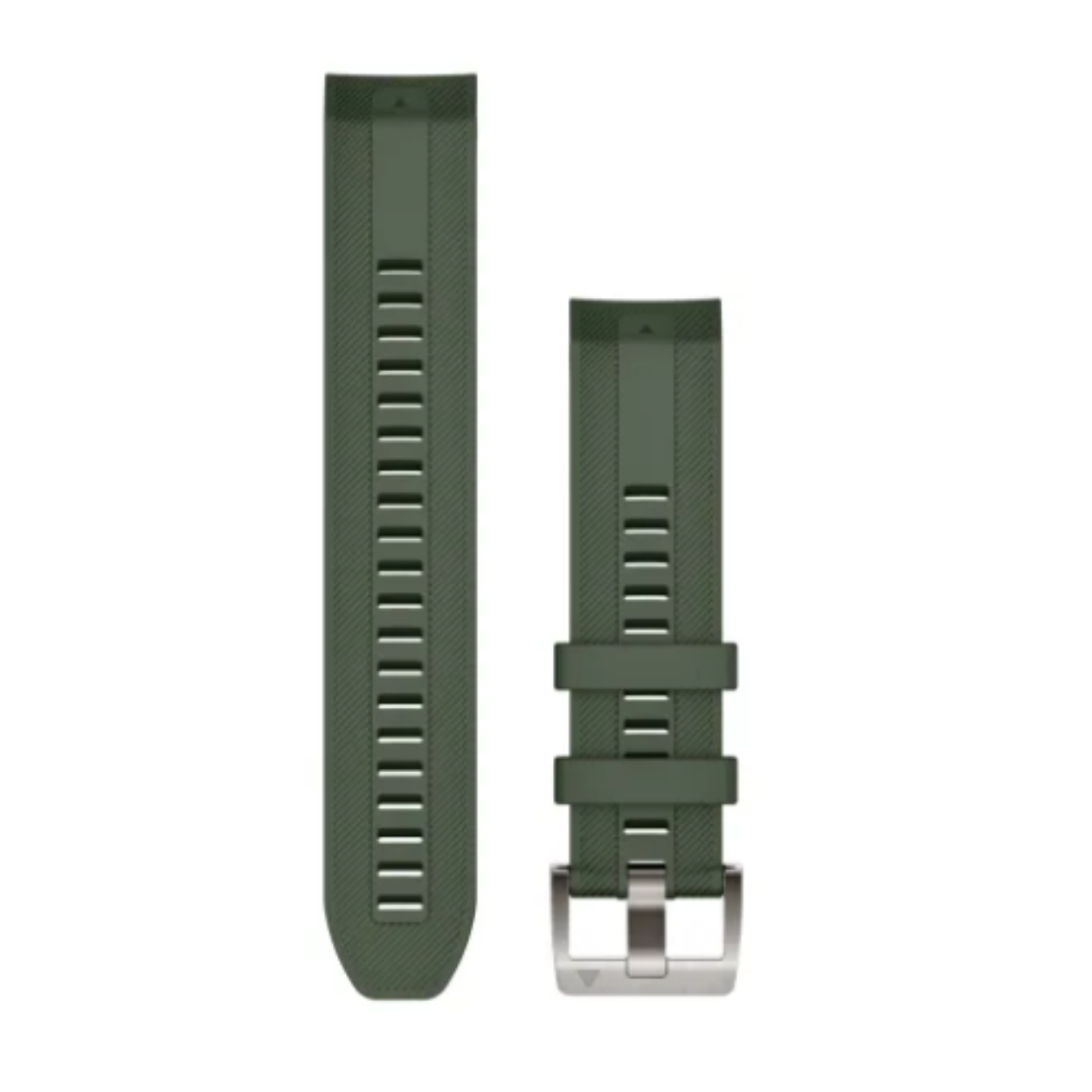 Siliconen Garmin band in pine green passend bij de Garmin Marq modellen. Lengte van instelbare bandje is 134 mm. Lengte van gesp is 98 mm. 