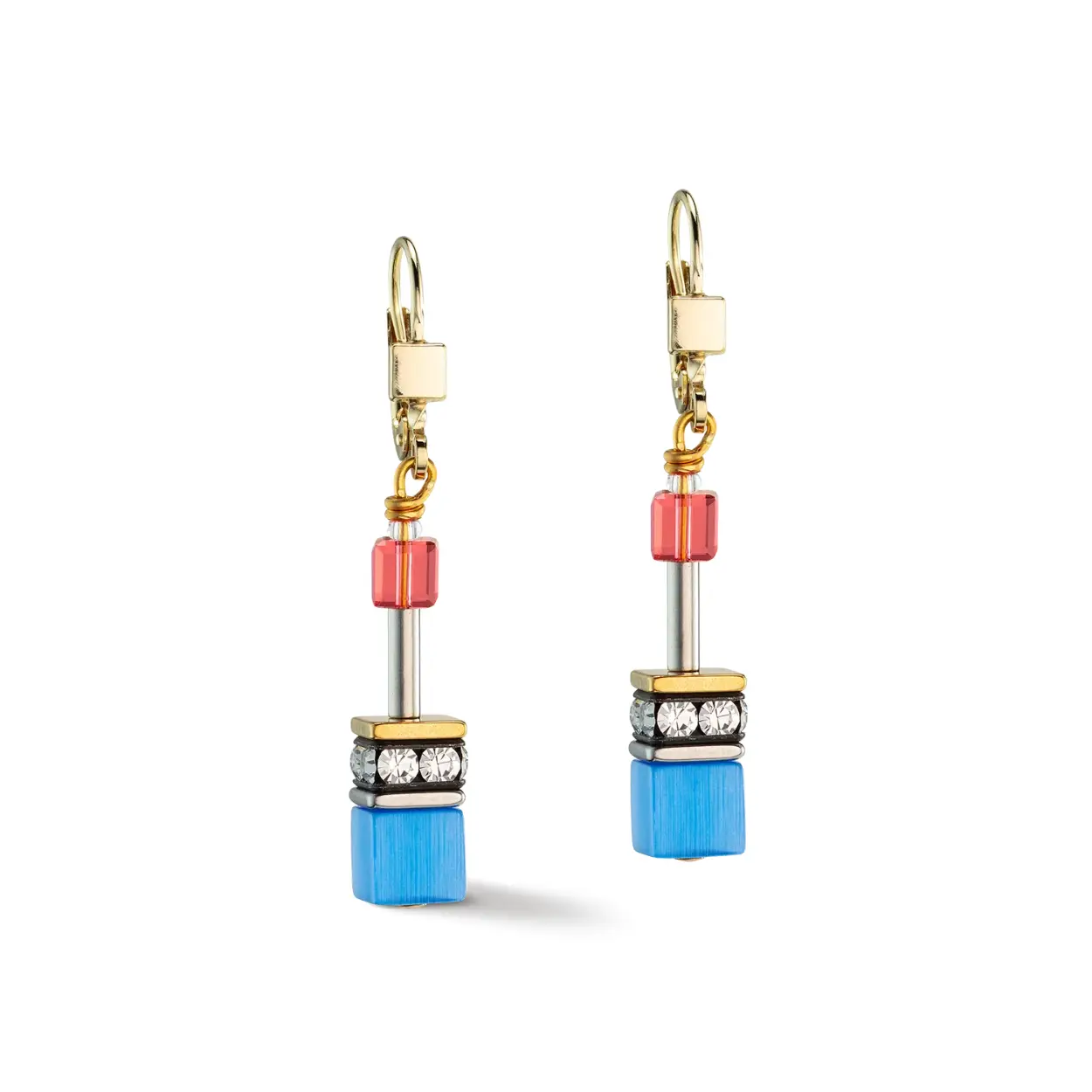 GeoCube Iconic Classic Multicolour Gold earrings