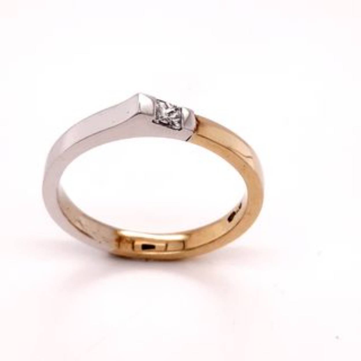 bicolour gouden ring met diamant 0.10