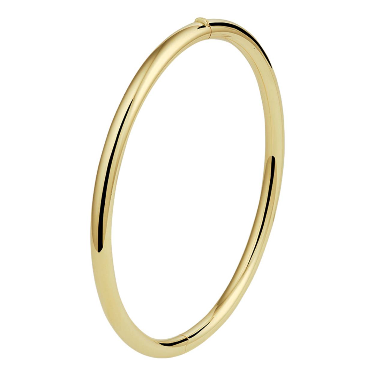 Geelgouden bangle van 14 karaat goud met daarin een kern van 925 zilver. De bangle heeft een afmeting van 4mm.