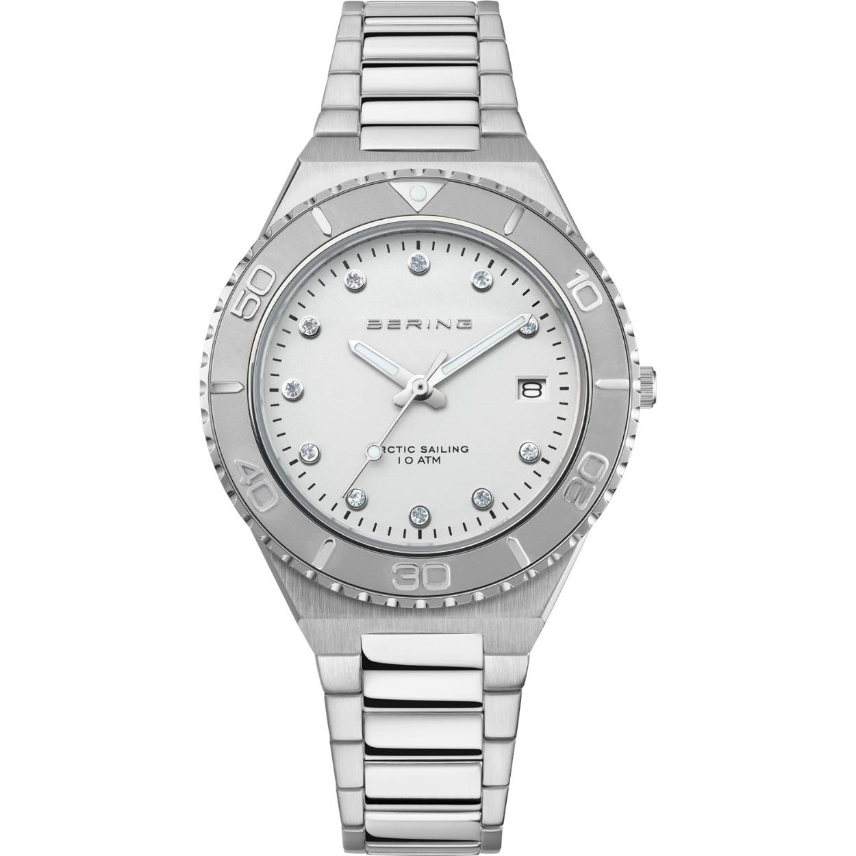 Voor de horloges uit de Classic-collectie worden uitsluitend hoogwaardige materialen gebruikt, zoals bijzonder hard, glashelder en krasbestendig saffierglas. Dit betekent dat de tijd geen sporen achterlaat op dit horlogeglas. Het gebruikte huidvriendelijke roestvrij staal garandeert een glamoureuze uitstraling. De stoere uitstraling van het staal en de puristische, heldere lijn van het ontwerp van het BERING-horloge vullen elkaar ideaal aan. De kast - gepolijst of geborsteld - is gemaakt van zuiver en hoogwaardig roestvrij staal (316L), zoals ook gebruikt in de medische technologie.  Puristisch roestvrij staal wordt in de CLASSIC horlogecollectie gecombineerd met delicate, soepele Milanaise bandjes of edele bandjes van natuurlijk gelooid kalfsleer. Klassieke elegantie ontmoet een onmiskenbaar aangenaam draaggevoel en zorgt voor de klassiek nobele BERING-look. 